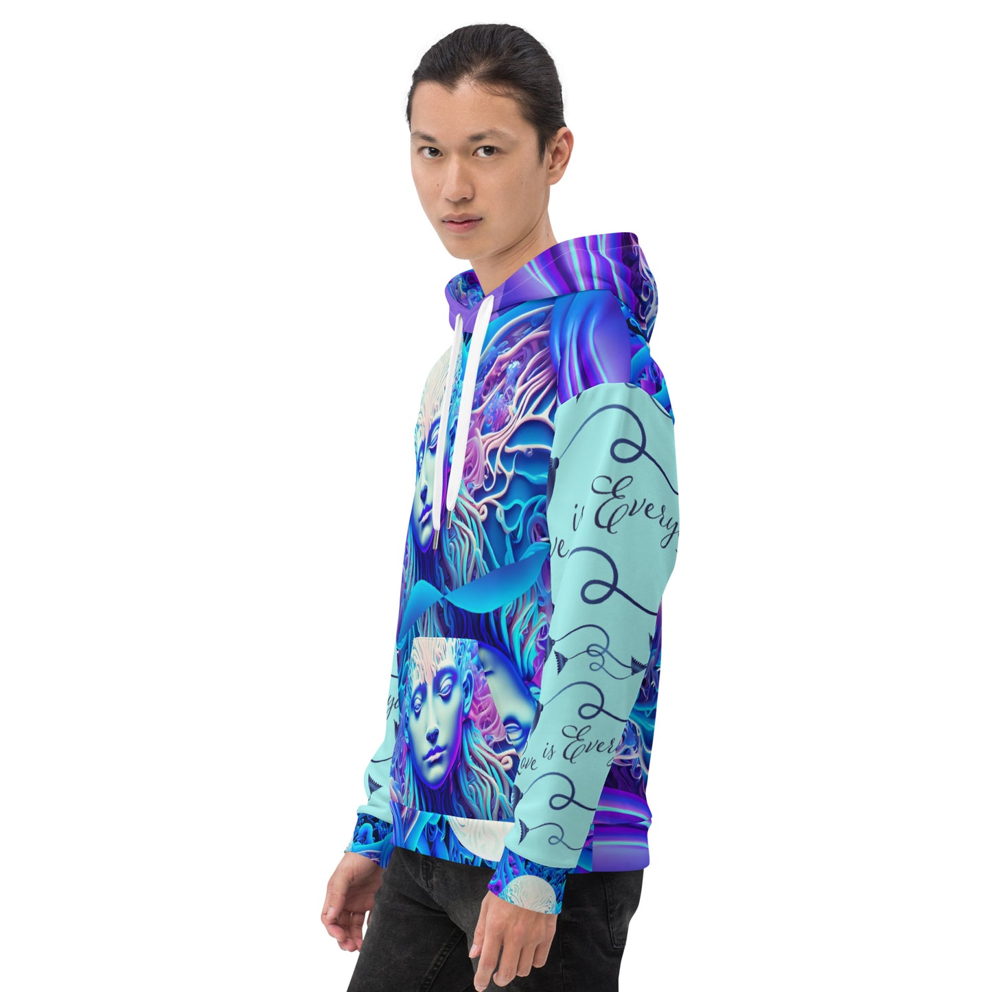 Unisex HoodieKukloso Space Faces ' Love Is Everywhere ' - Free Shipping