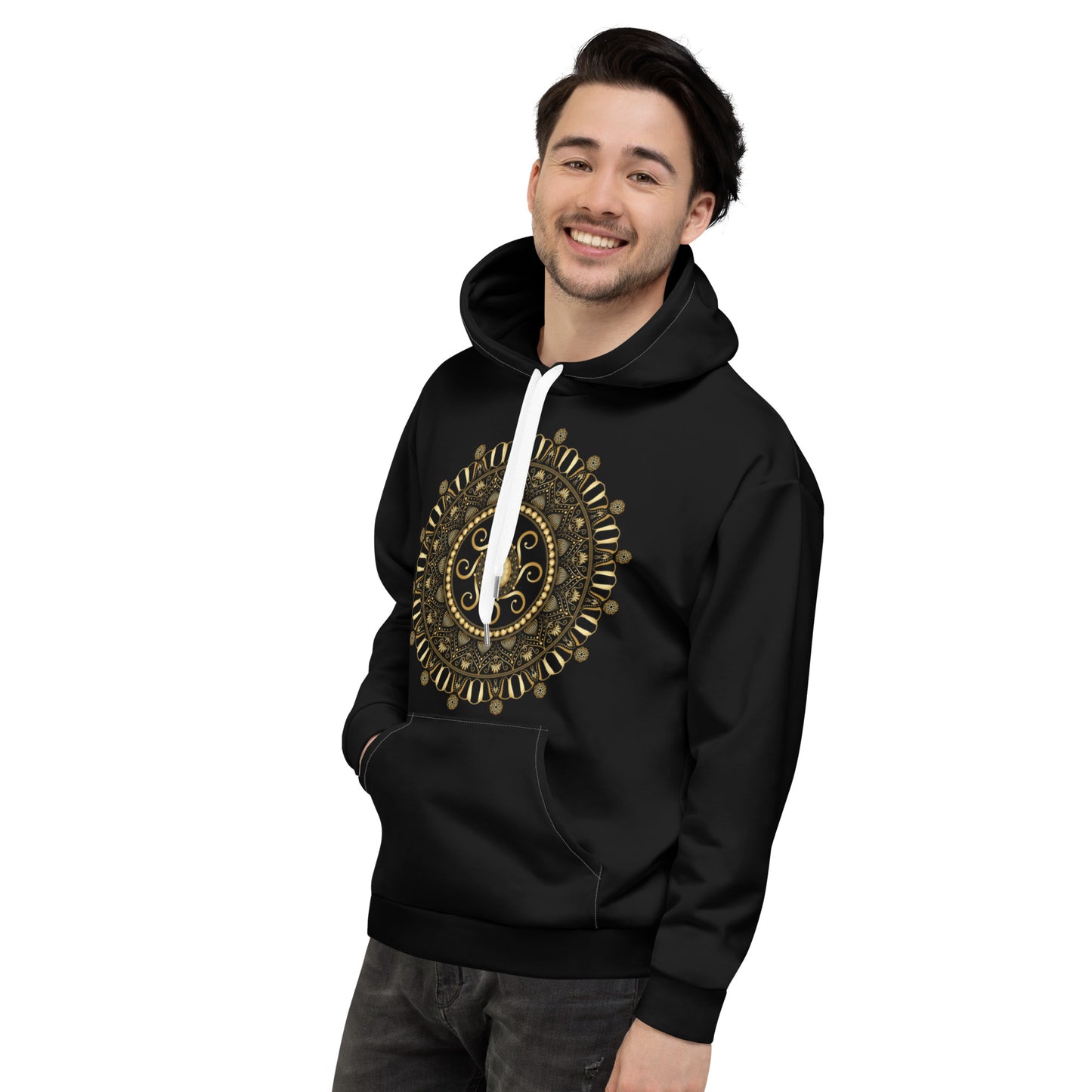 Unisex Hoodie Kukloso Mandala Elaborata Gold - Free Shipping