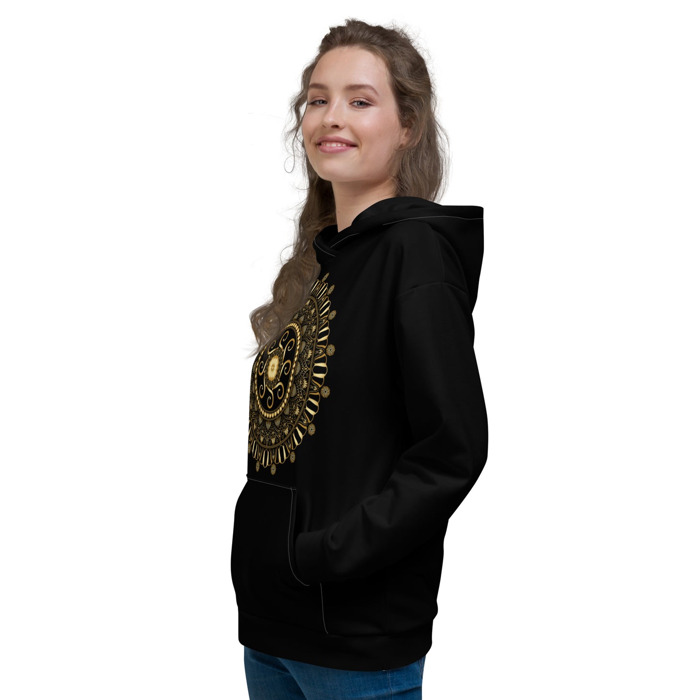 Unisex Hoodie Kukloso Mandala Elaborata Gold - Free Shipping