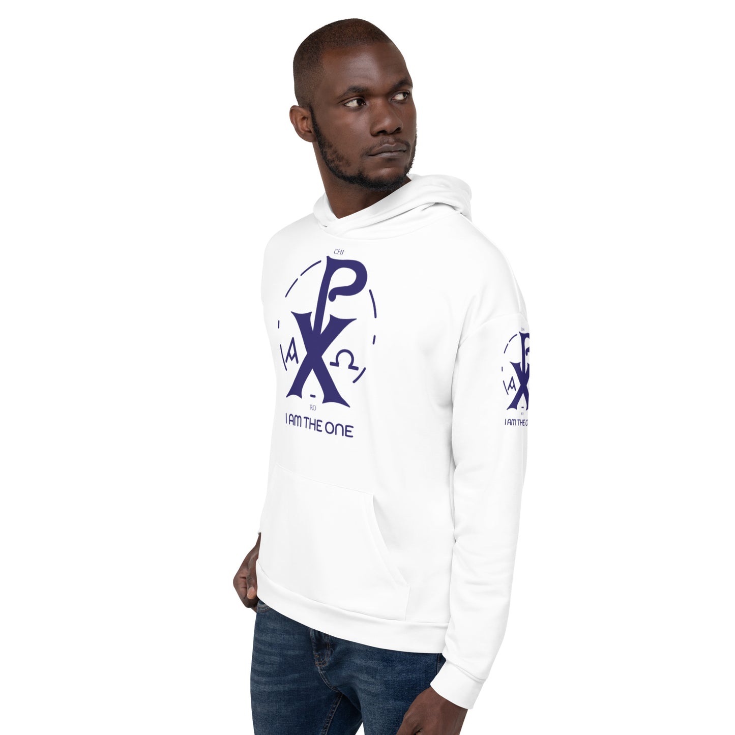 Unisex Hoodie Kukloso Christogram 'Chi Ro' "I Am The One" Navy - Free Shipping