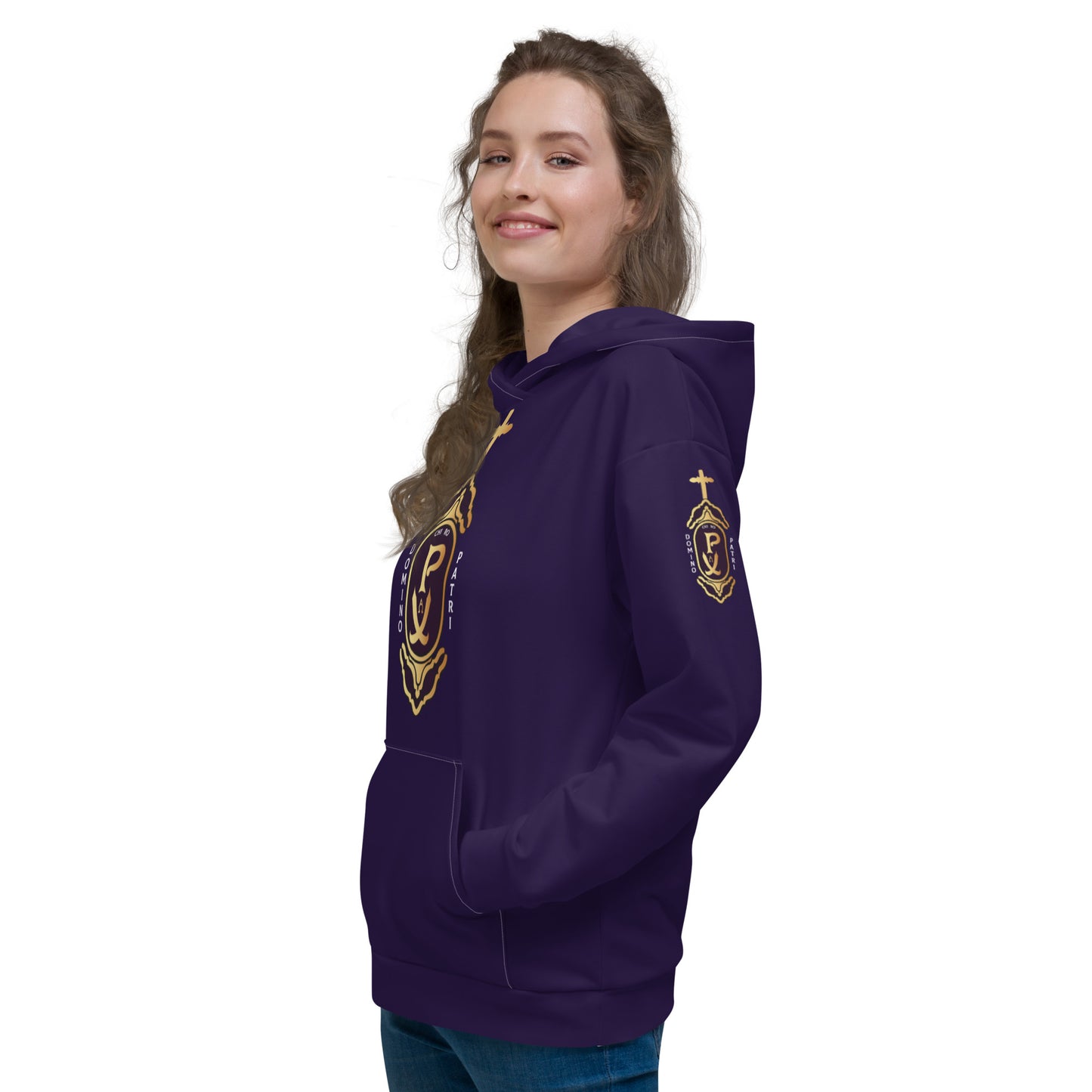 Unisex Hoodie Kukloso Domino Patri - Chi Ro PX Christogram Dark Purple - Free Shipping