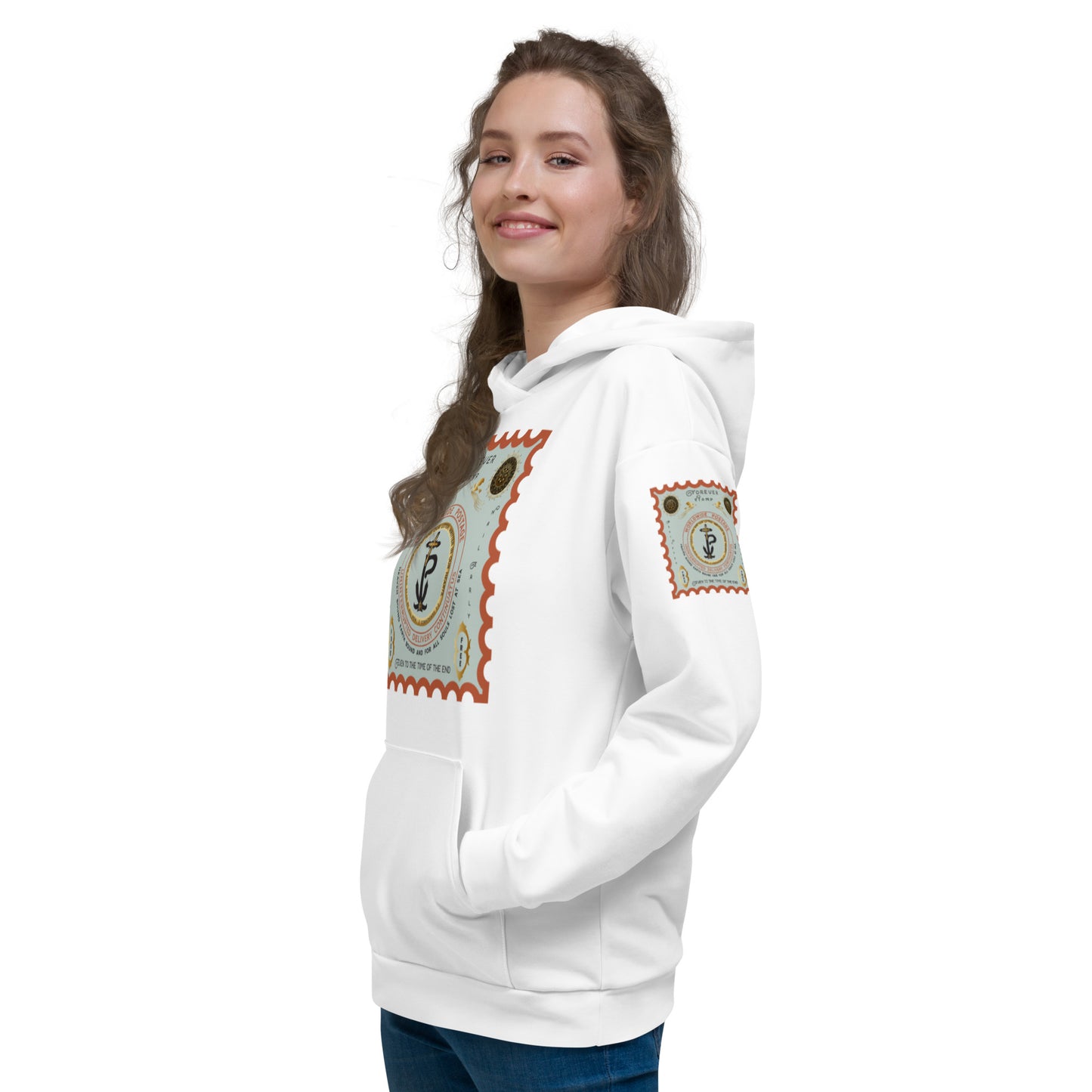 Unisex Hoodie Kukloso "Forever Stamp, Even To The Time of The End' White - Free Shipping
