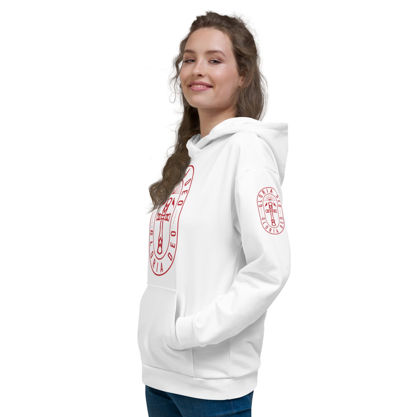 Unisex Hoodie Kukloso Gloria Deo No 2 - 'Glory Be To God' White - Free Sipping