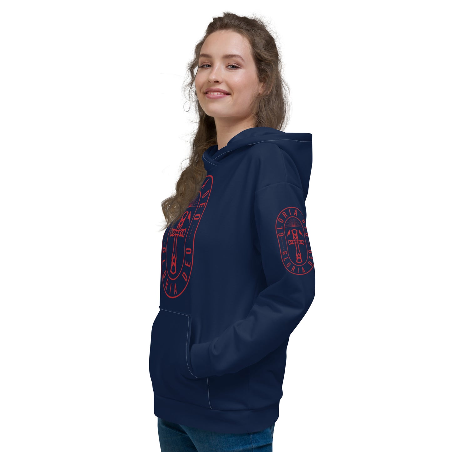 Unisex Hoodie Kukloso Gloria Deo No 2 - 'Glory Be To God' Navy - Free Shipping