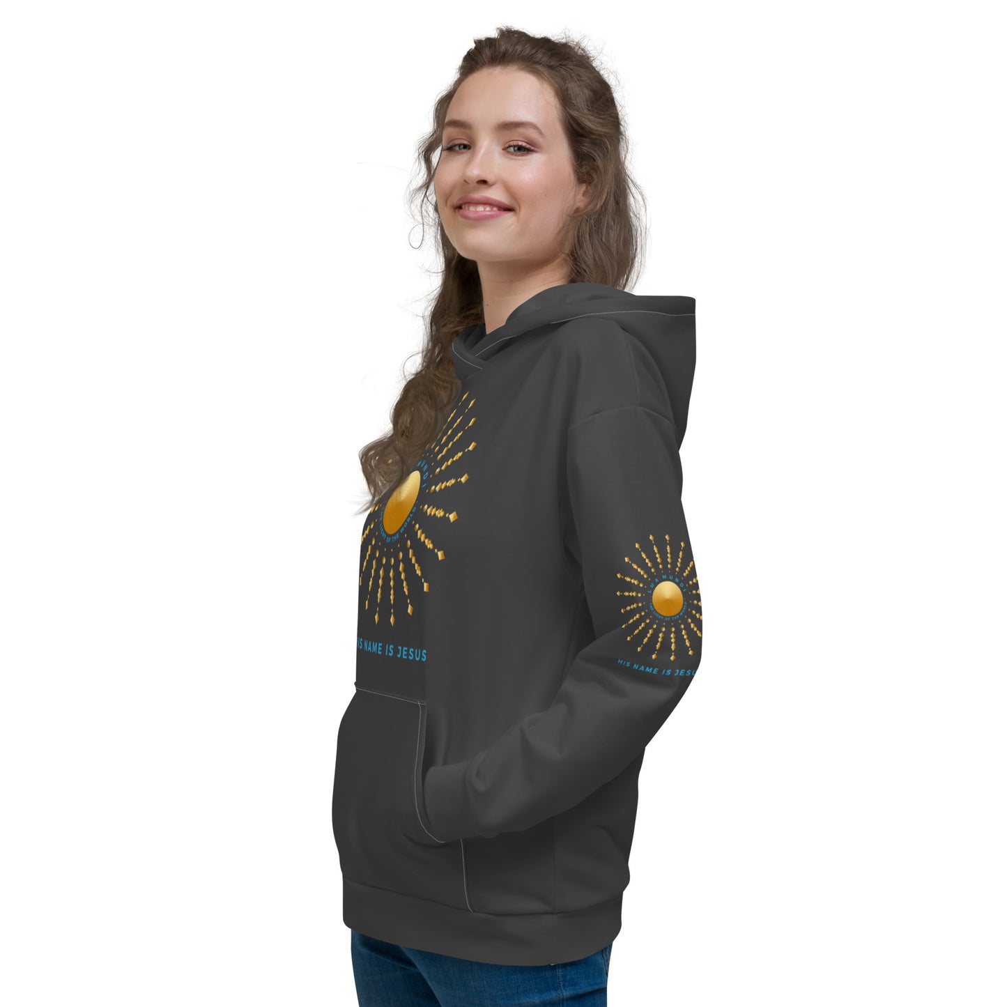 Unisex Hoodie Kukloso 'Lux Mundi' - 'His Name is Jesus' Charcoal - Free Shipping