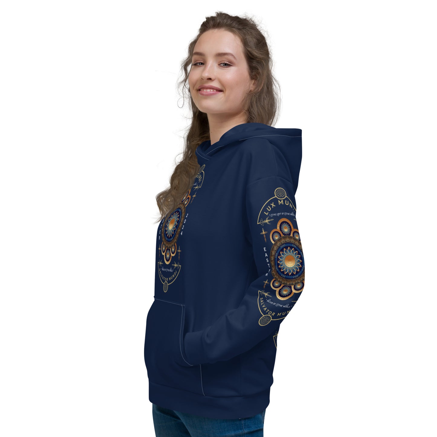 Unisex Hoodie Kukloso Lux Mundi, Salvator Mundi Navy - Free Shipping