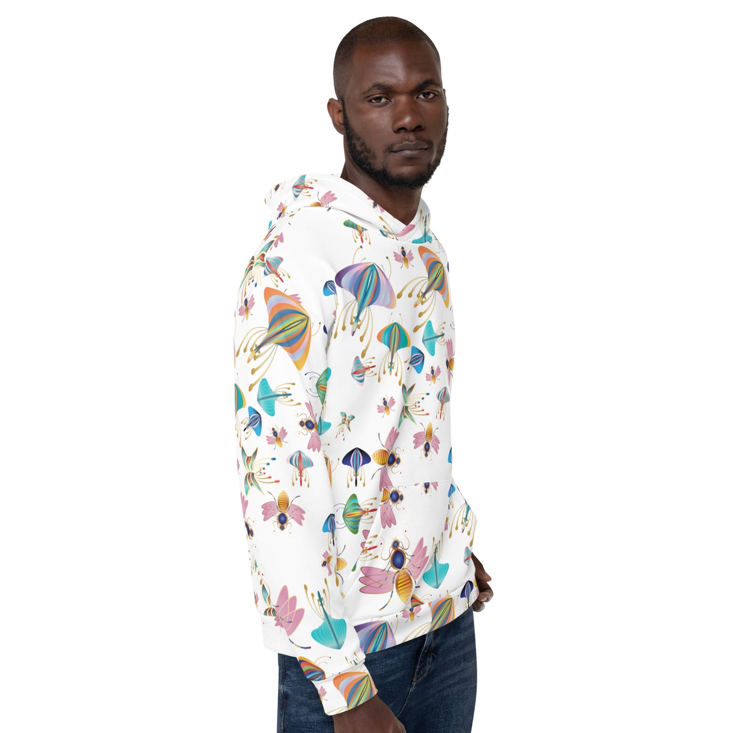 Unisex Hoodie Kukloso Bees, Moths, Butterflies Small Pattern - Free Shipping