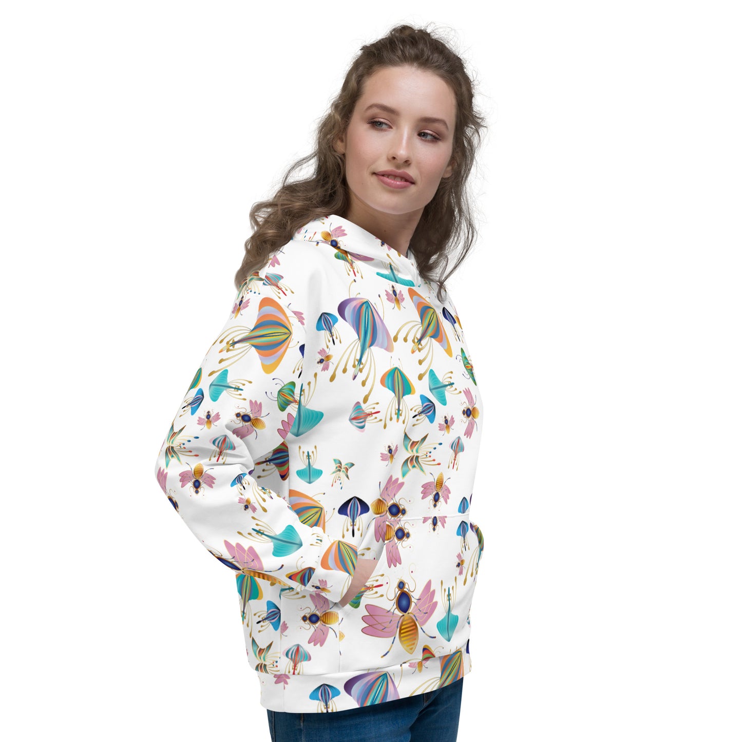 Unisex Hoodie Kukloso Bees, Moths, Butterflies Small Pattern - Free Shipping
