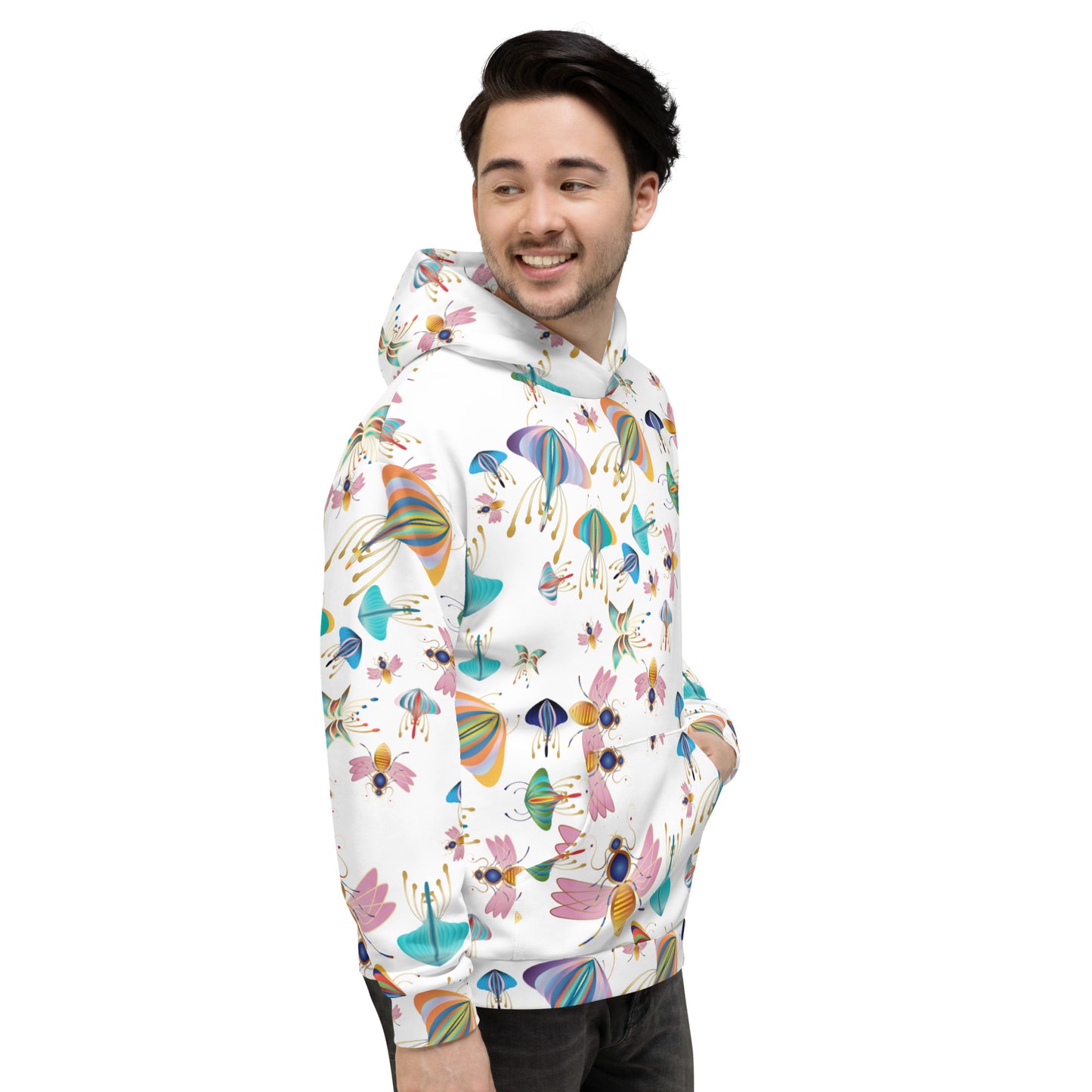 Unisex Hoodie Kukloso Bees, Moths, Butterflies Small Pattern - Free Shipping
