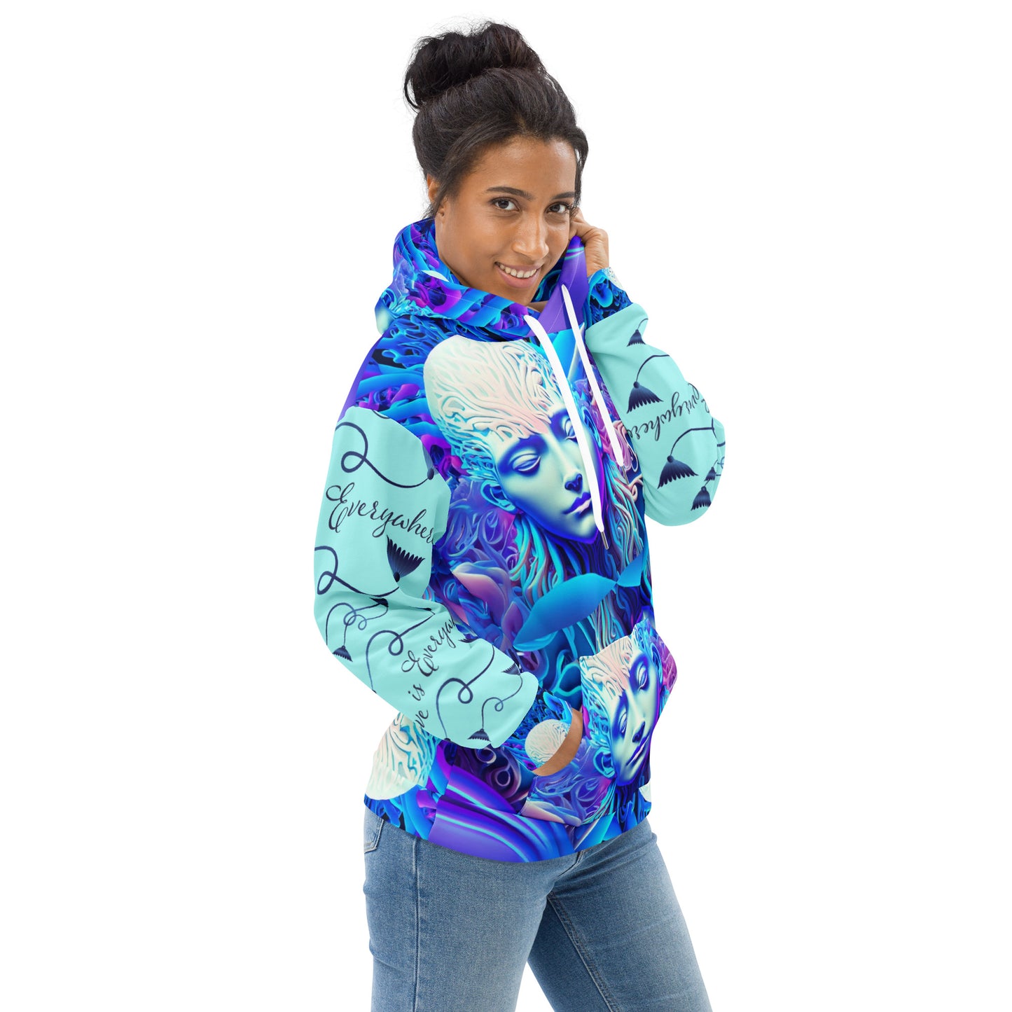 Unisex HoodieKukloso Space Faces ' Love Is Everywhere ' - Free Shipping