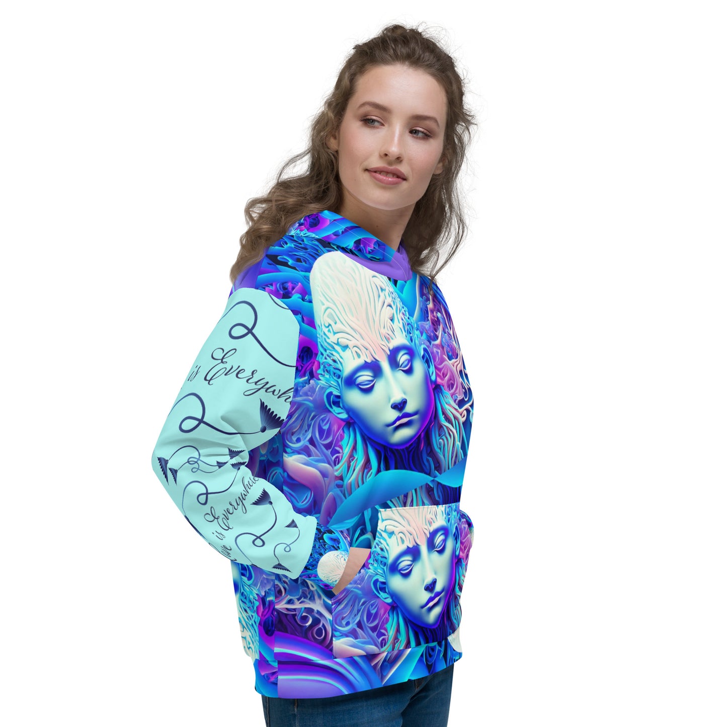 Unisex HoodieKukloso Space Faces ' Love Is Everywhere ' - Free Shipping