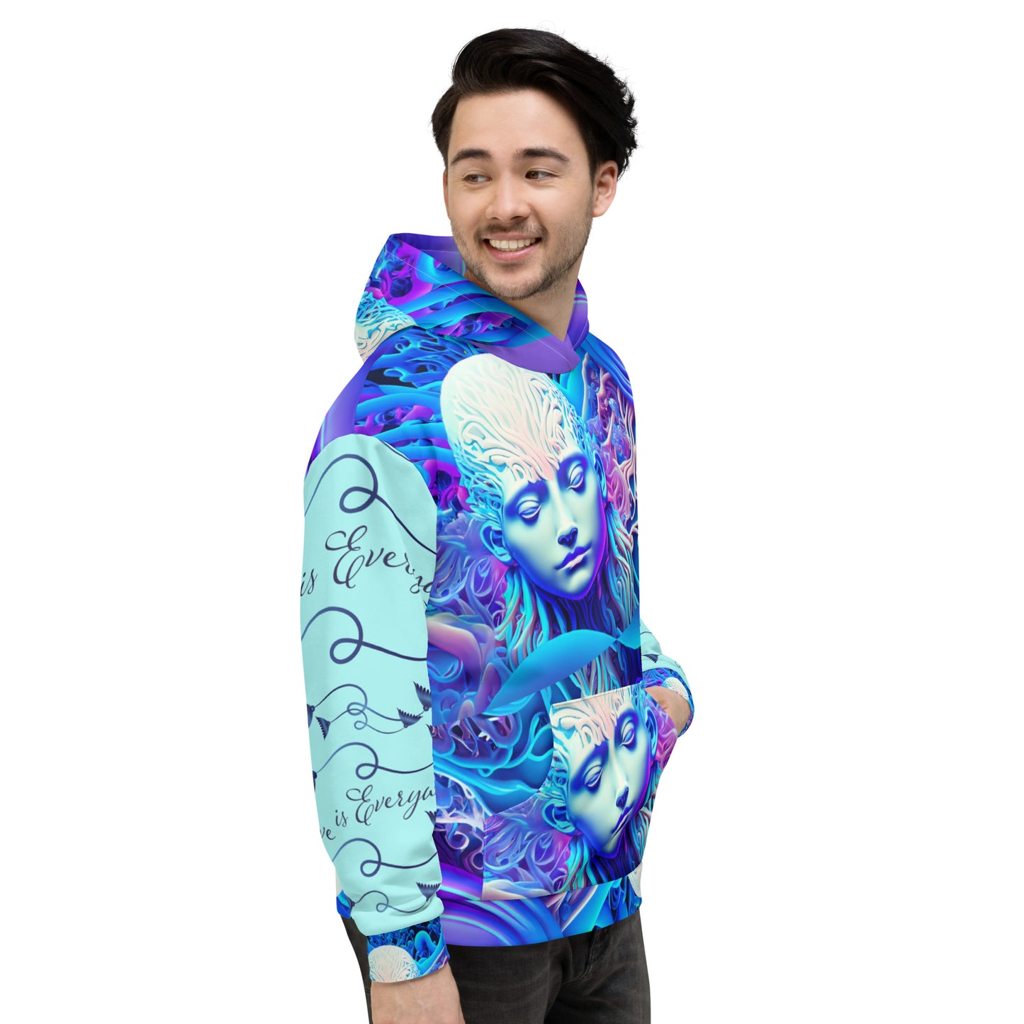 Unisex HoodieKukloso Space Faces ' Love Is Everywhere ' - Free Shipping