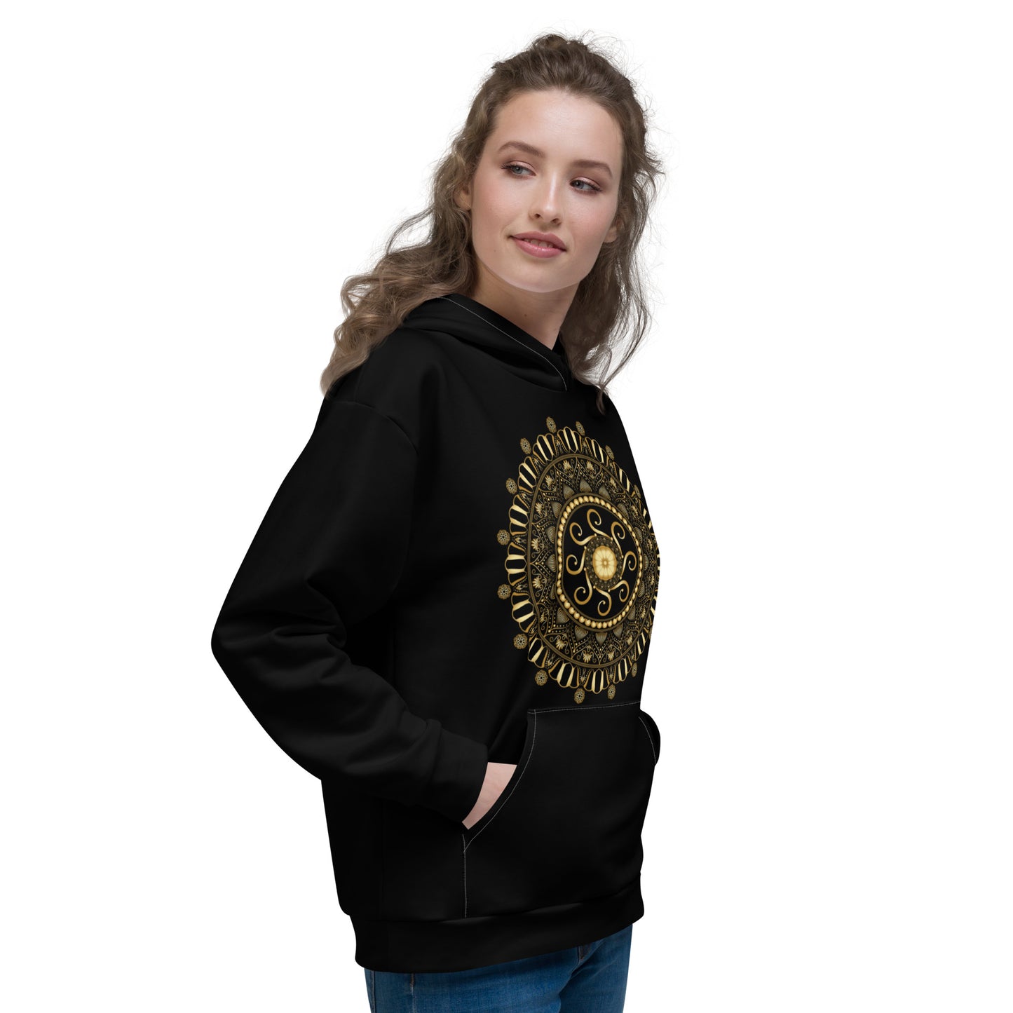 Unisex Hoodie Kukloso Mandala Elaborata Gold - Free Shipping
