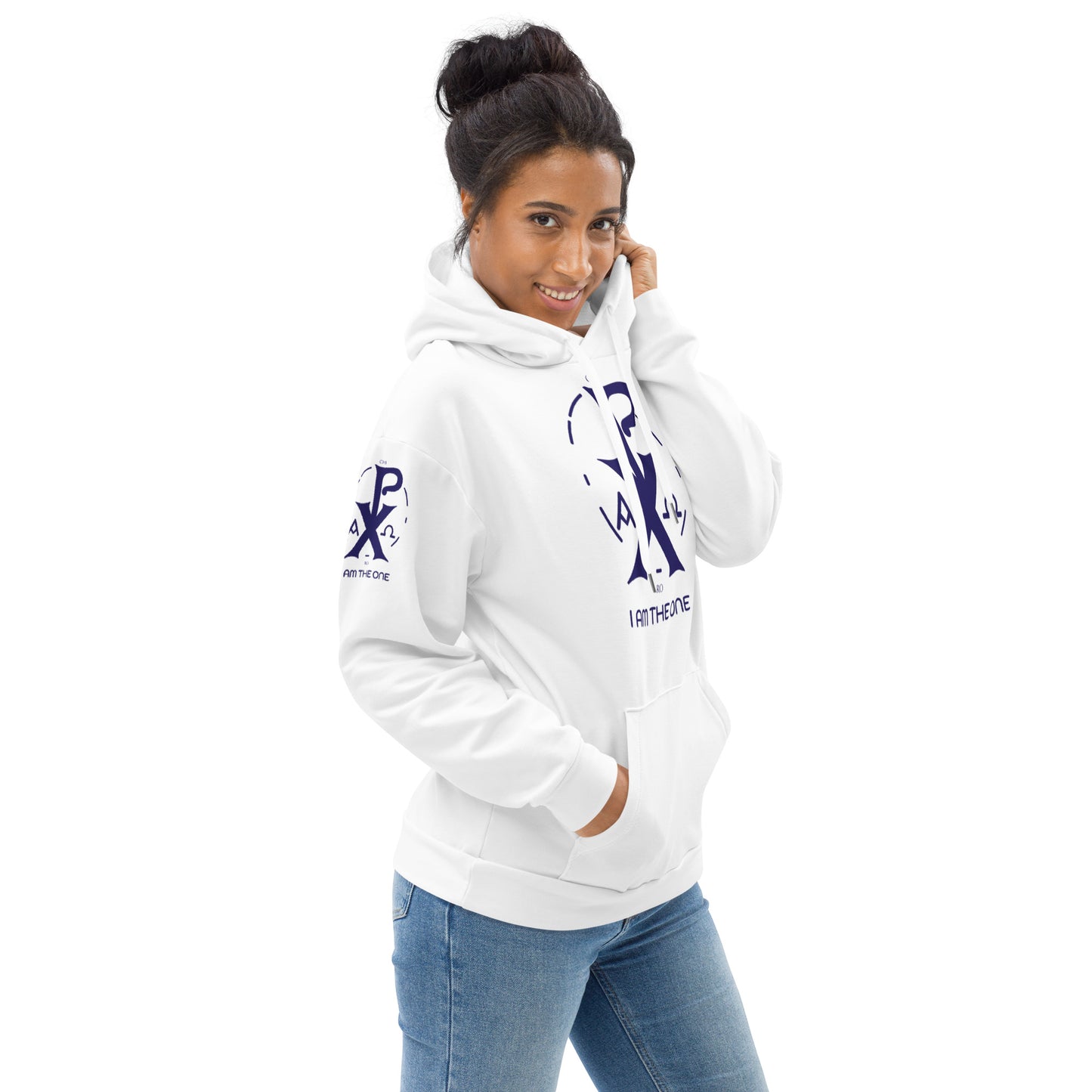 Unisex Hoodie Kukloso Christogram 'Chi Ro' "I Am The One" Navy - Free Shipping
