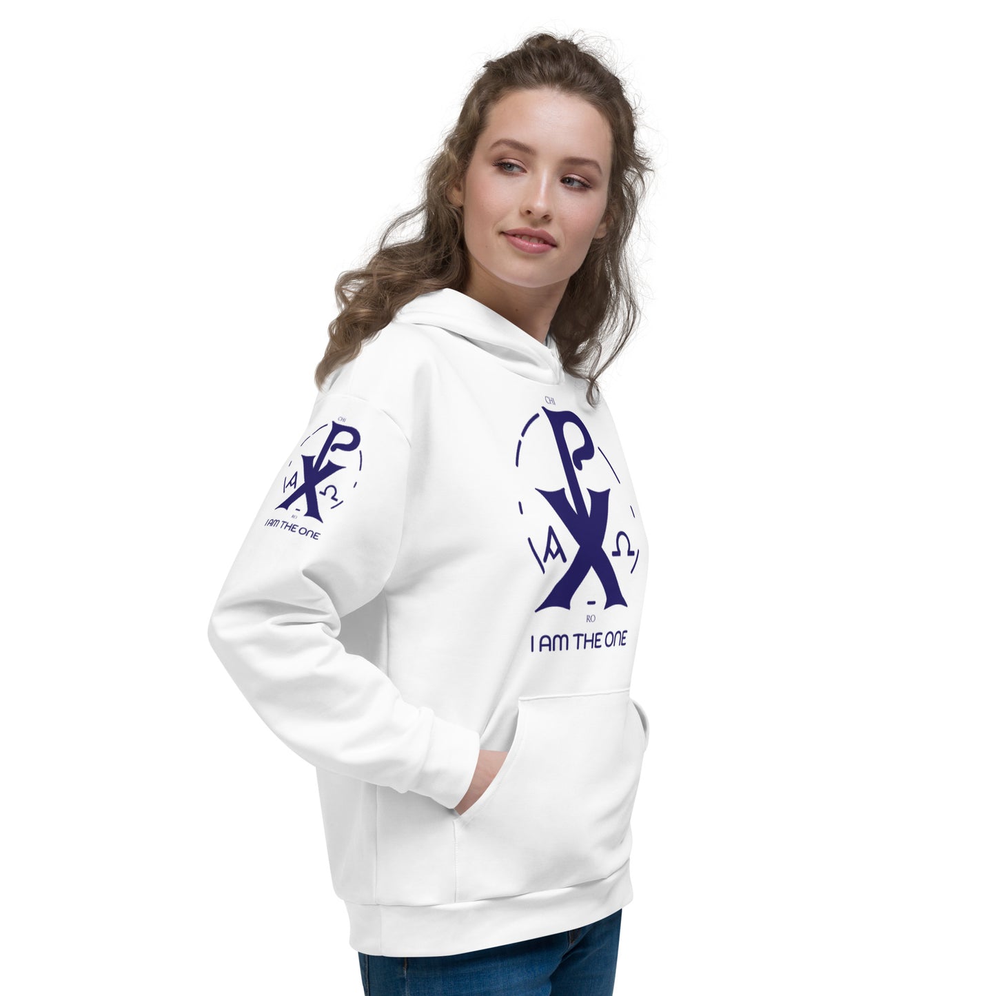 Unisex Hoodie Kukloso Christogram 'Chi Ro' "I Am The One" Navy - Free Shipping