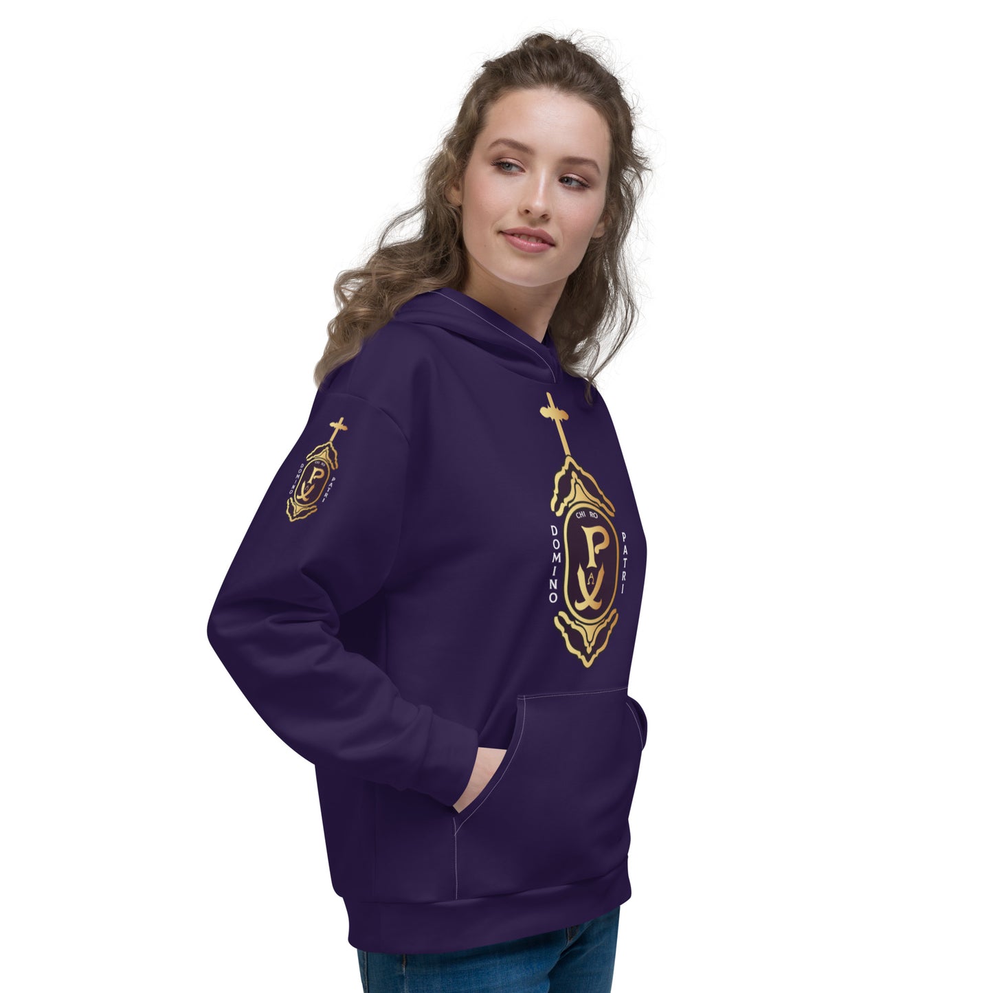 Unisex Hoodie Kukloso Domino Patri - Chi Ro PX Christogram Dark Purple - Free Shipping
