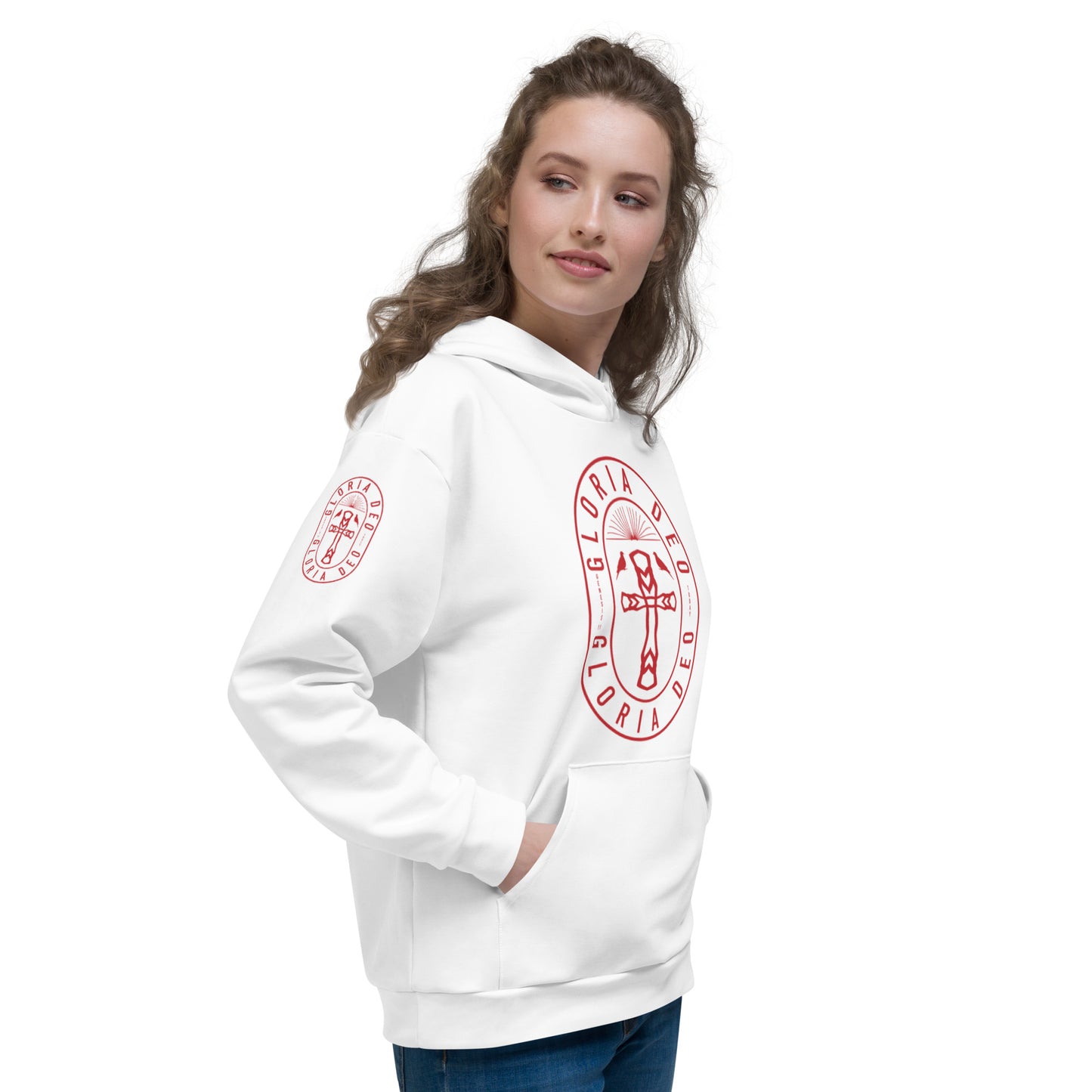 Unisex Hoodie Kukloso Gloria Deo No 2 - 'Glory Be To God' White - Free Sipping