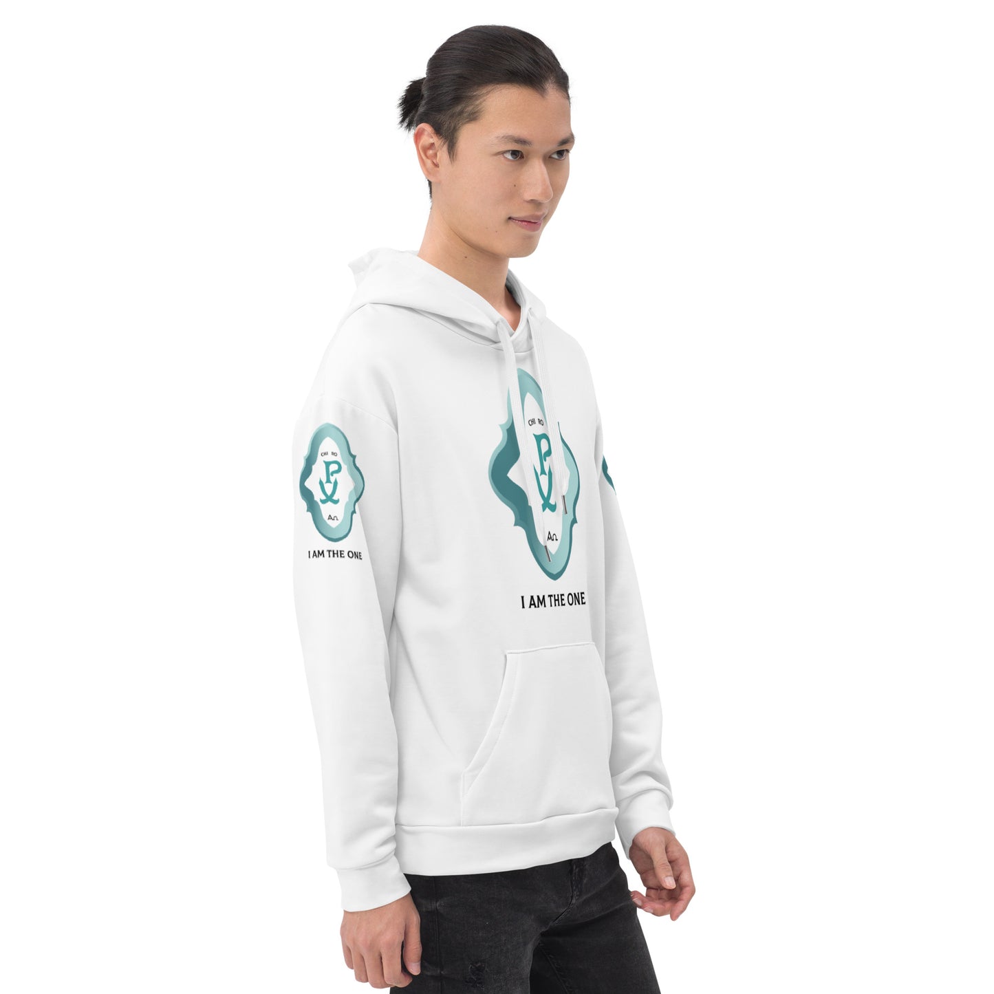 Unisex Hoodie Kukloso Chi Ro PX Christogram, I Am The One No 3 White - Free Shipping