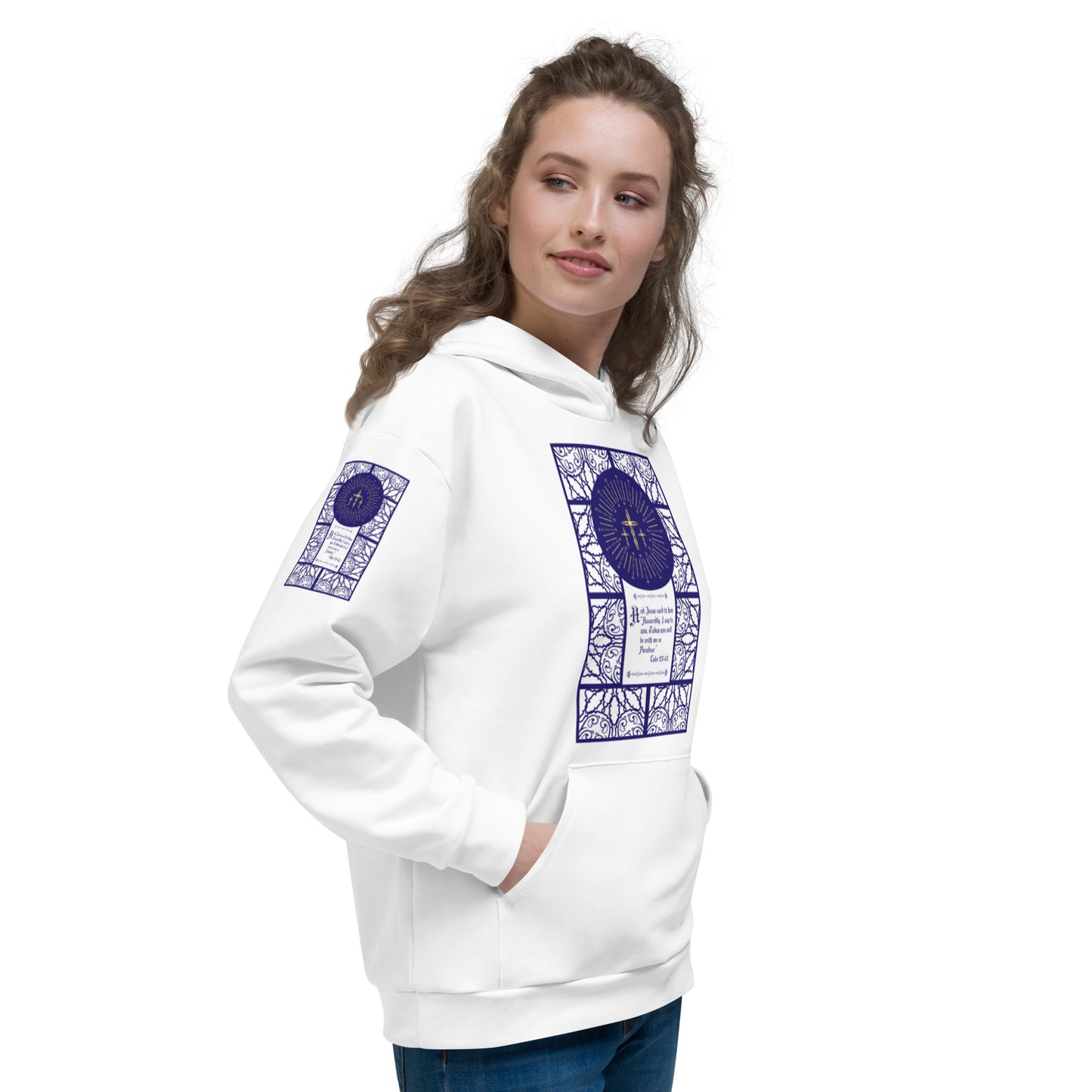 Unisex Hoodie Kukloso Luke 23:43 ...to the thief..."Assuredly I say to you" White - Free Shipping