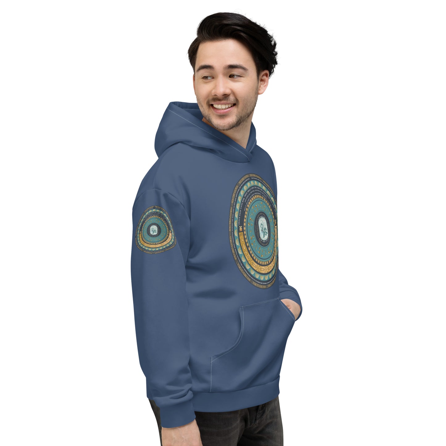 Unisex Hoodie Kukloso Catholic symbol of 'The Vulning Pelican', Various Bible Quotes - Heather Blue - Free Shipping