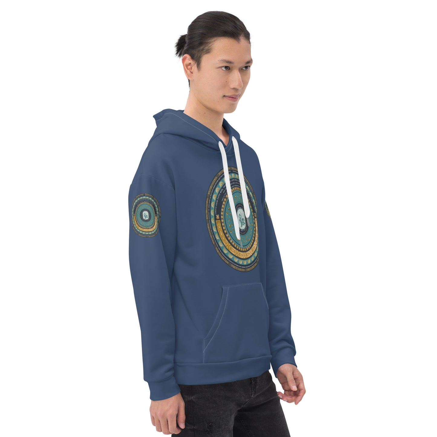 Unisex Hoodie Kukloso Catholic symbol of 'The Vulning Pelican', Various Bible Quotes - Heather Blue - Free Shipping
