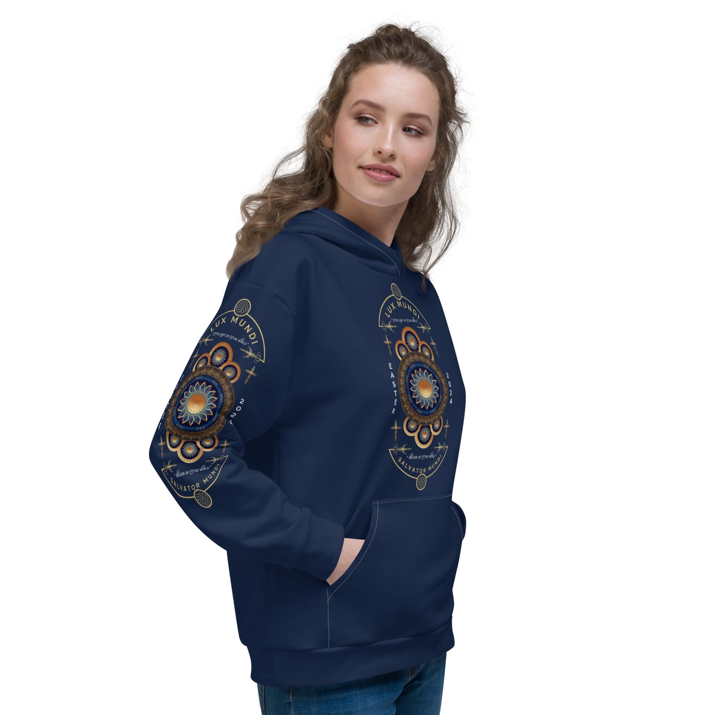 Unisex Hoodie Kukloso Lux Mundi, Salvator Mundi Navy - Free Shipping