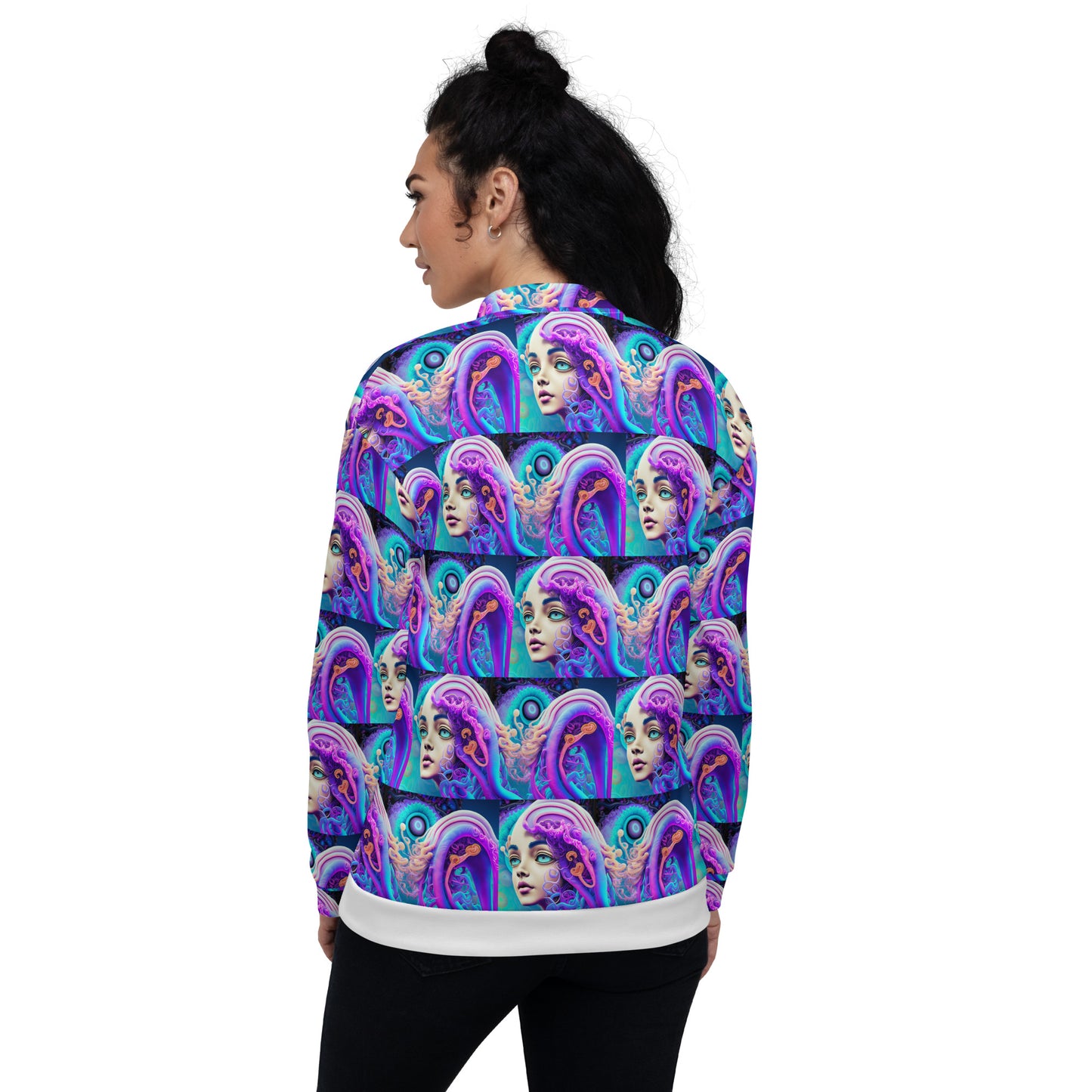 Unisex Bomber Jacket Kukloso Space Face No 1 Small Pattern - Free Shipping