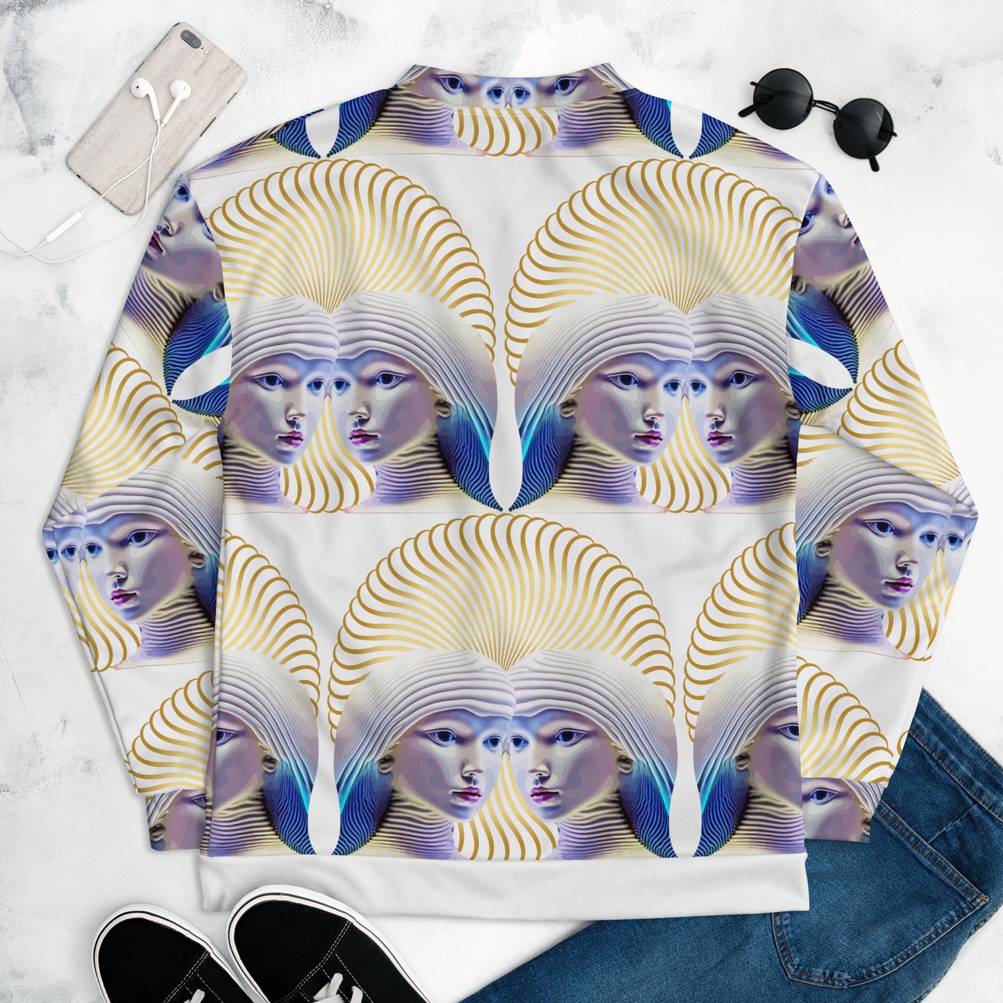 Unisex Bomber Jacket Kukloso Space Face No 18 - Free Shipping