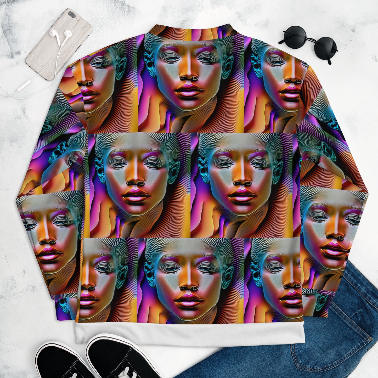 Unisex Bomber Jacket Kukloso Space Face No 4 - Free Shipping