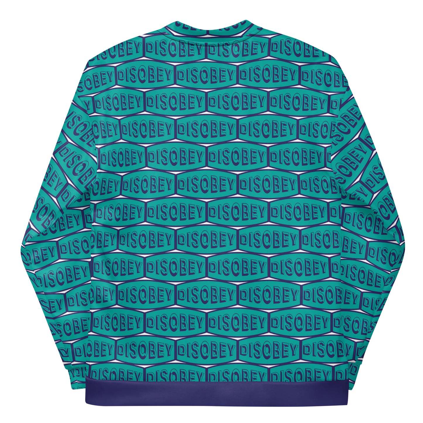 Unisex Bomber Jacket Kukloso Disobey Logo Navy/Turquoise - Free Shipping