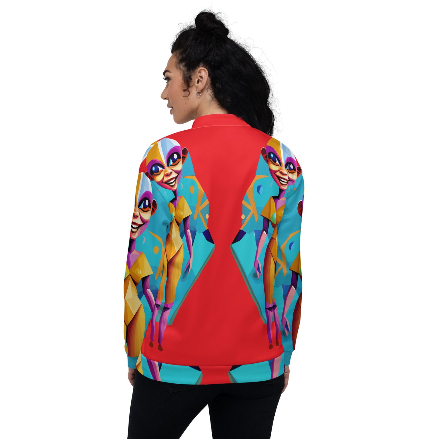Unisex Bomber Jacket Kukloso Cubist Space Faces No 4 Free Shipping