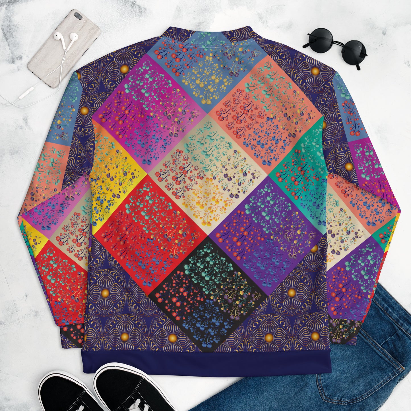 Unisex Bomber Jacket Kukloso Melange de fleur Composite No 50 B Free Shipping