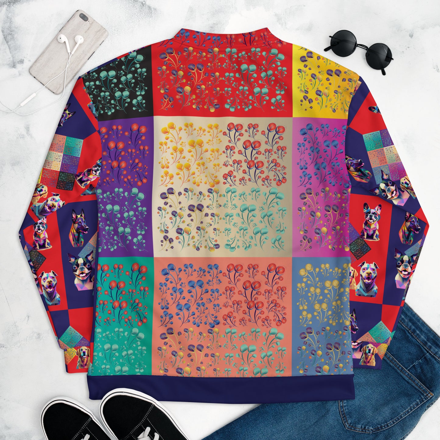 Unisex Bomber Jacket Kukloso Melange de fleur Composite No 50 F Free Shipping