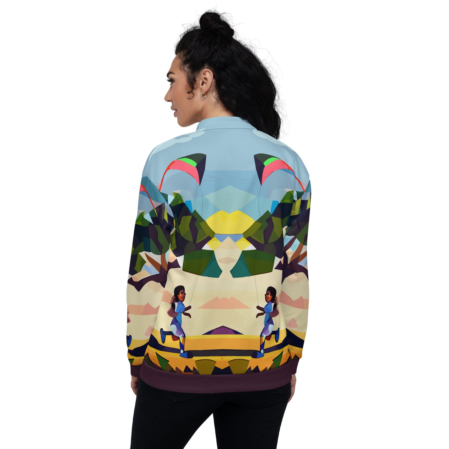 Unisex Bomber Jacket Kukloso Girl with a kite No 1 Free Shipping