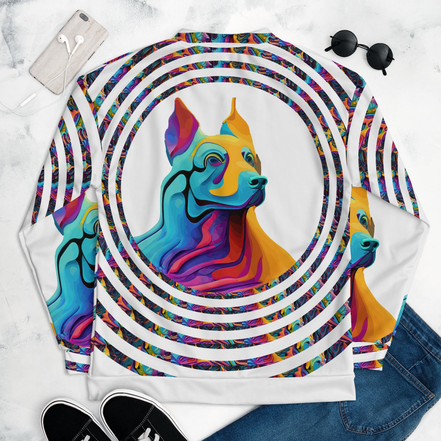 Unisex Bomber Jacket Kukloso German Sheperd Dog Liquid Colors Circle No 1 A - Free Shipping