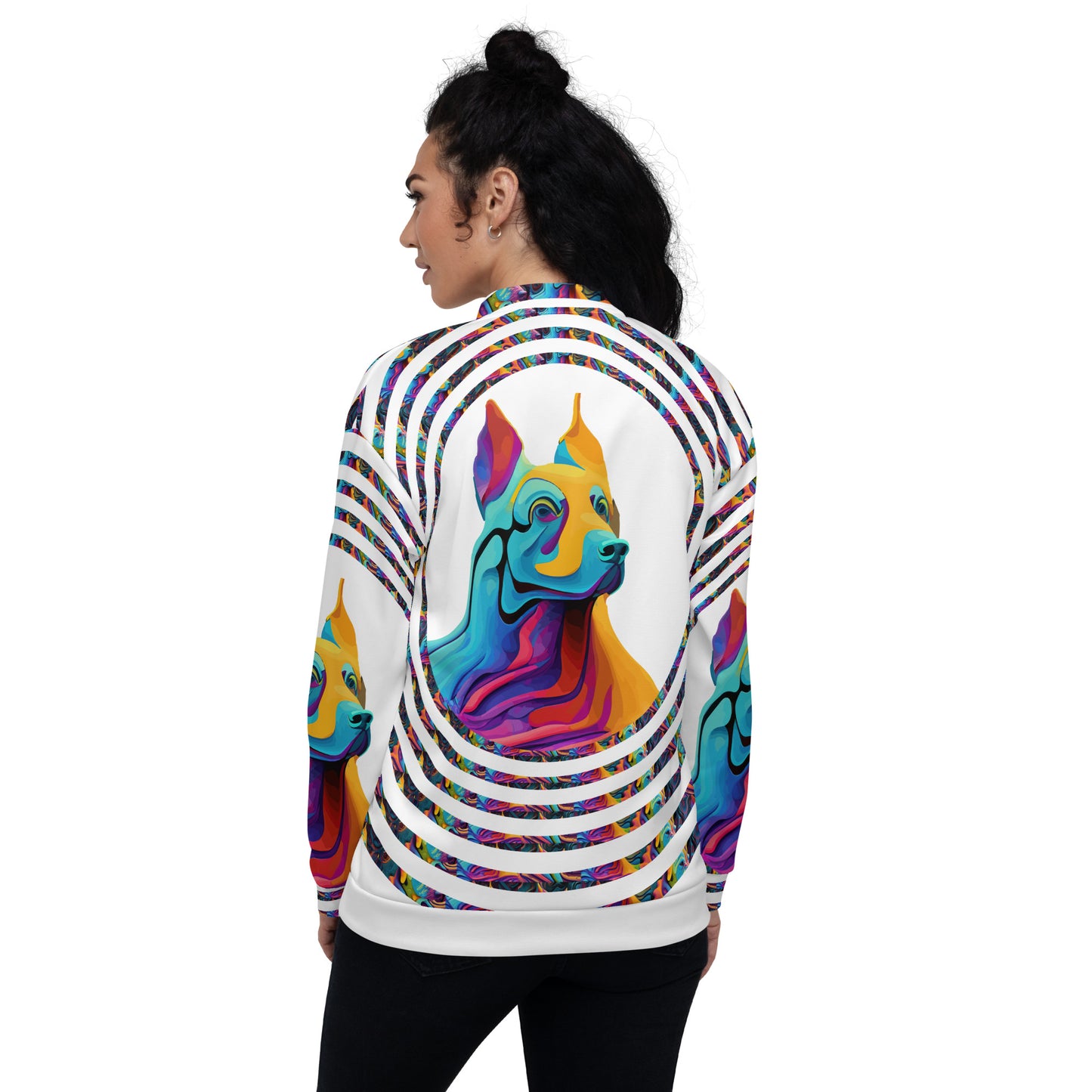 Unisex Bomber Jacket Kukloso German Sheperd Dog Liquid Colors Circle No 1 A - Free Shipping