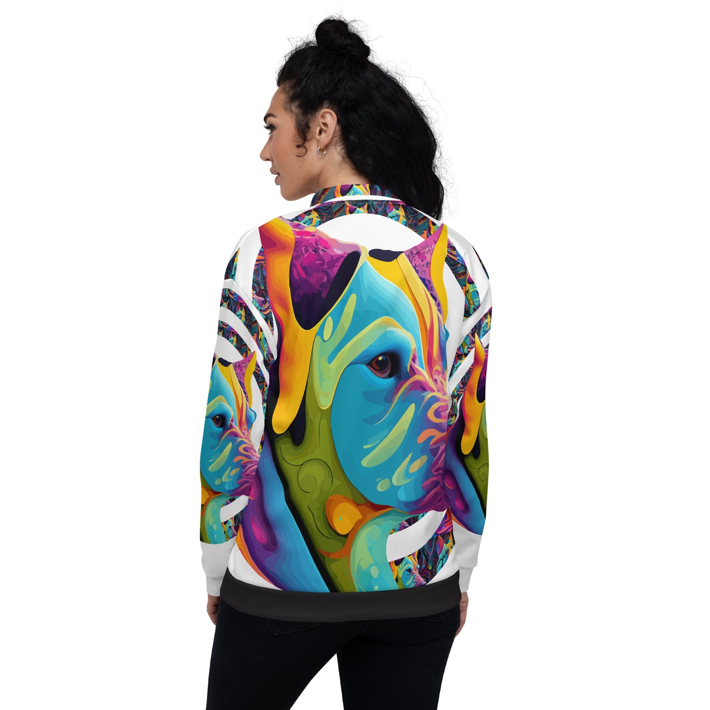 Unisex Bomber Jacket Kukloso German Sheperd Dog Liquid Colors Circle No 1 B - Free Shipping