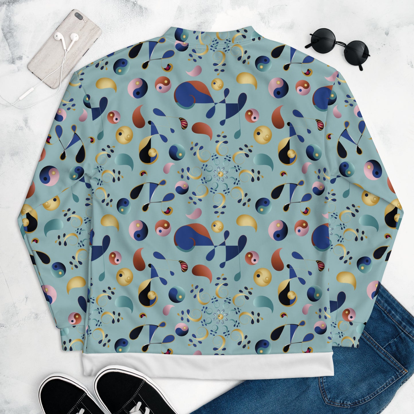 Unisex Bomber Jacket Kukloso Melange de fleuron No 2 - Free Shipping