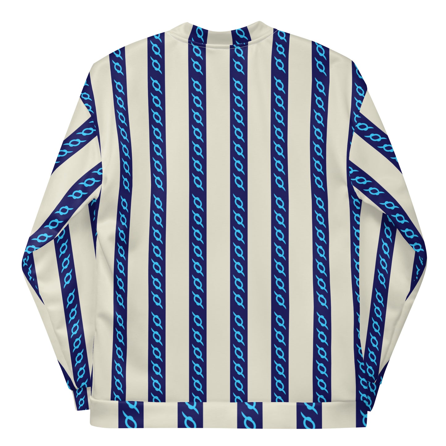 Unisex Bomber Jacket Kukloso Fleuron Stripe No 3 Navy/Cream - Free Shipping