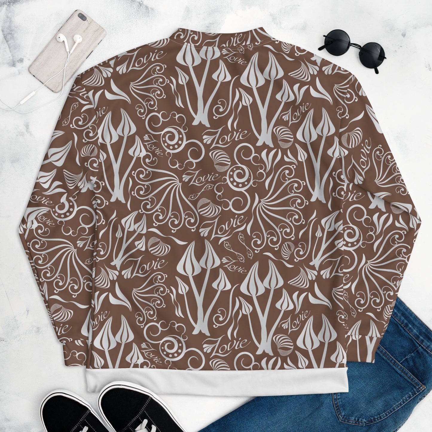 Unisex Bomber Jacket Kukloso 'Lovie' No 1 Cocoa - Free Shipping