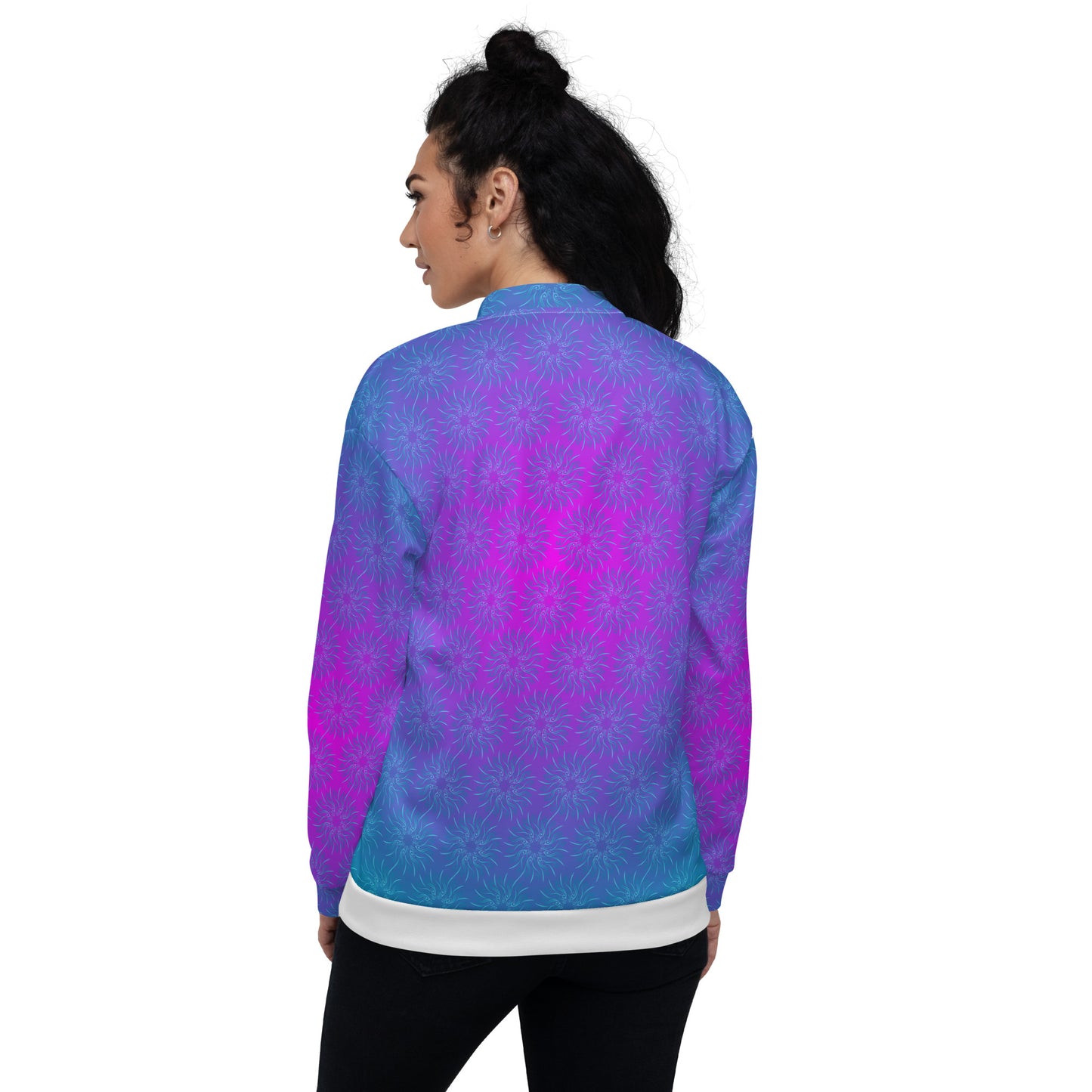Unisex Bomber Jacket Kukloso Mandala Turquoise - Free Shipping