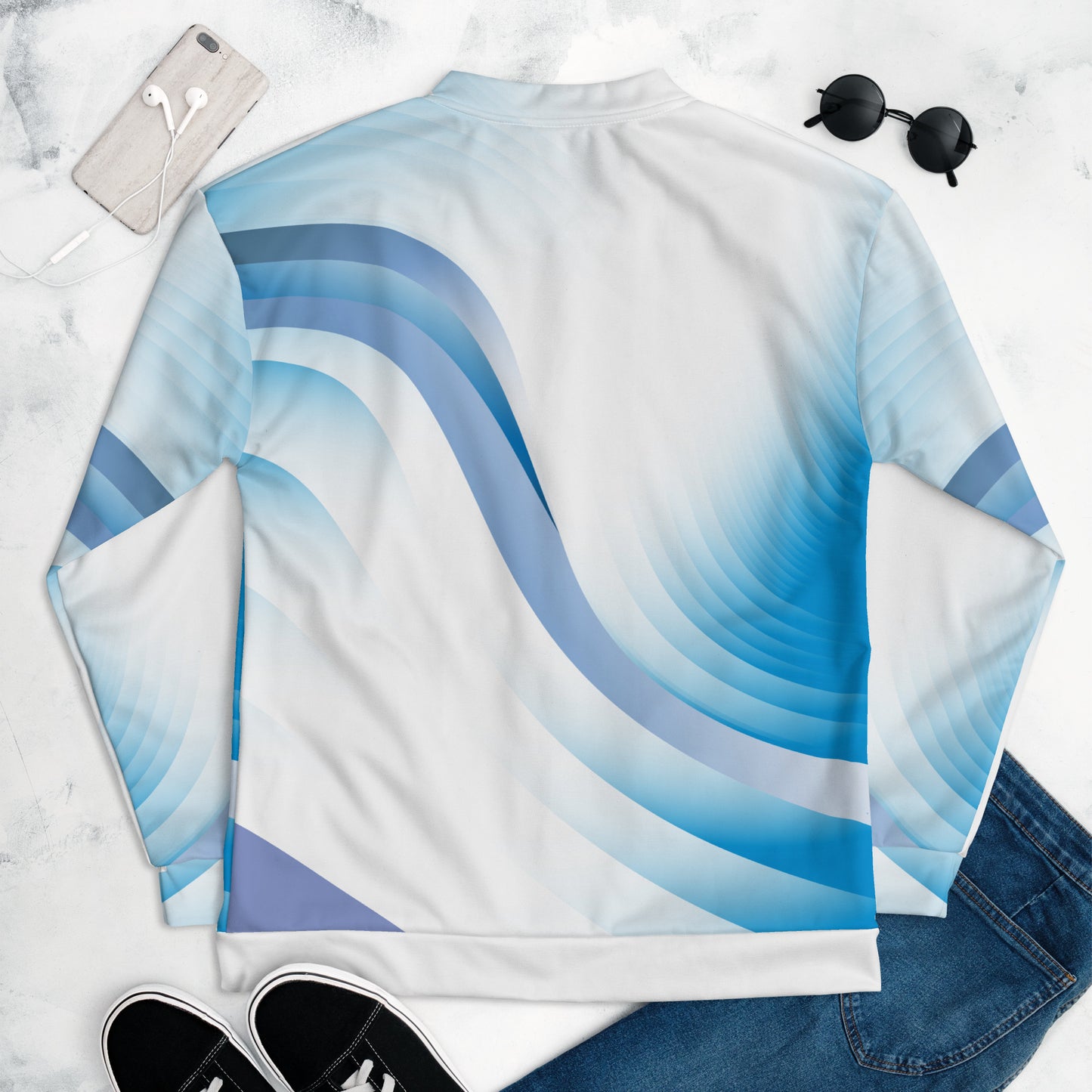 Unisex Bomber Jacket Kukloso Blue Swoosh No 1 - Free Shipping