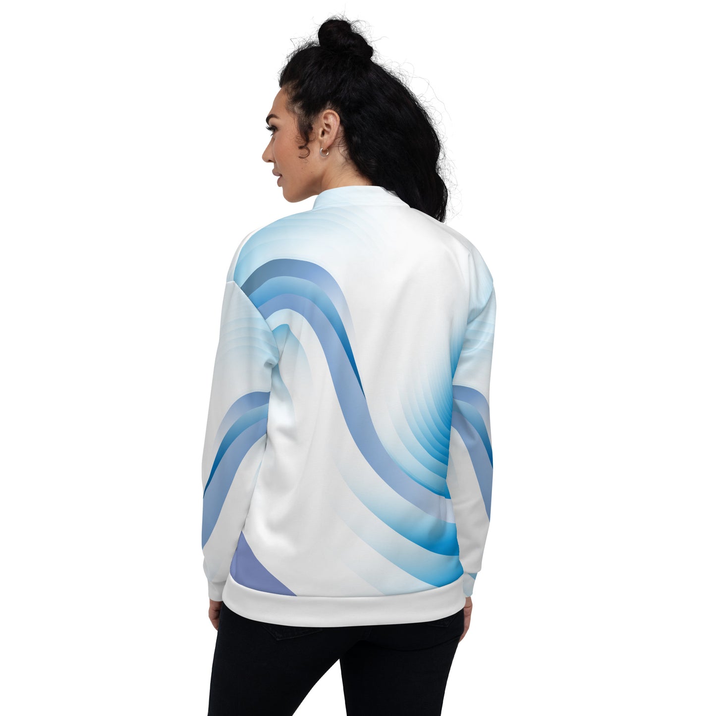 Unisex Bomber Jacket Kukloso Blue Swoosh No 1 - Free Shipping