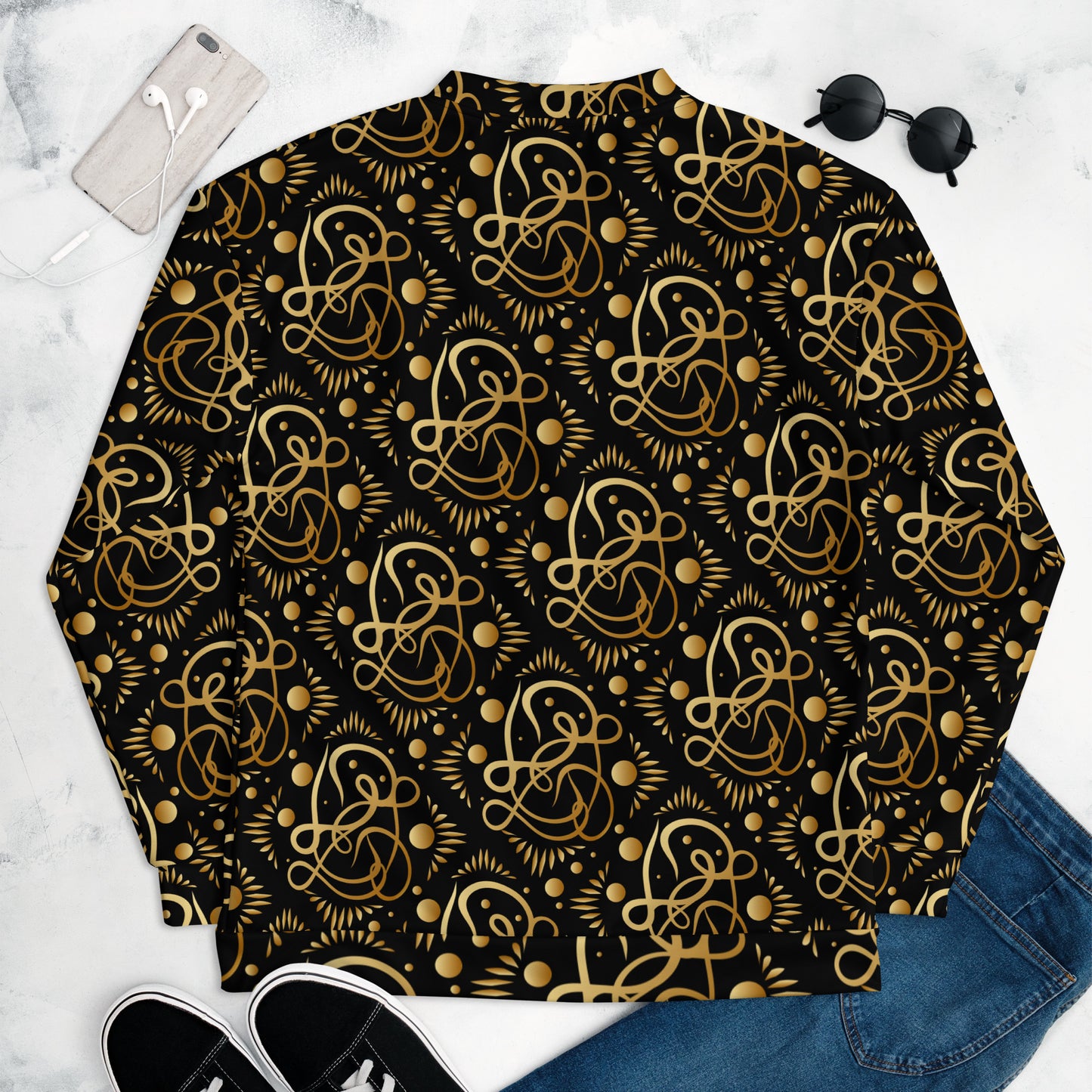 Unisex Bomber Jacket Kukloso Geometrical Fleuron No 75 - Free Shipping