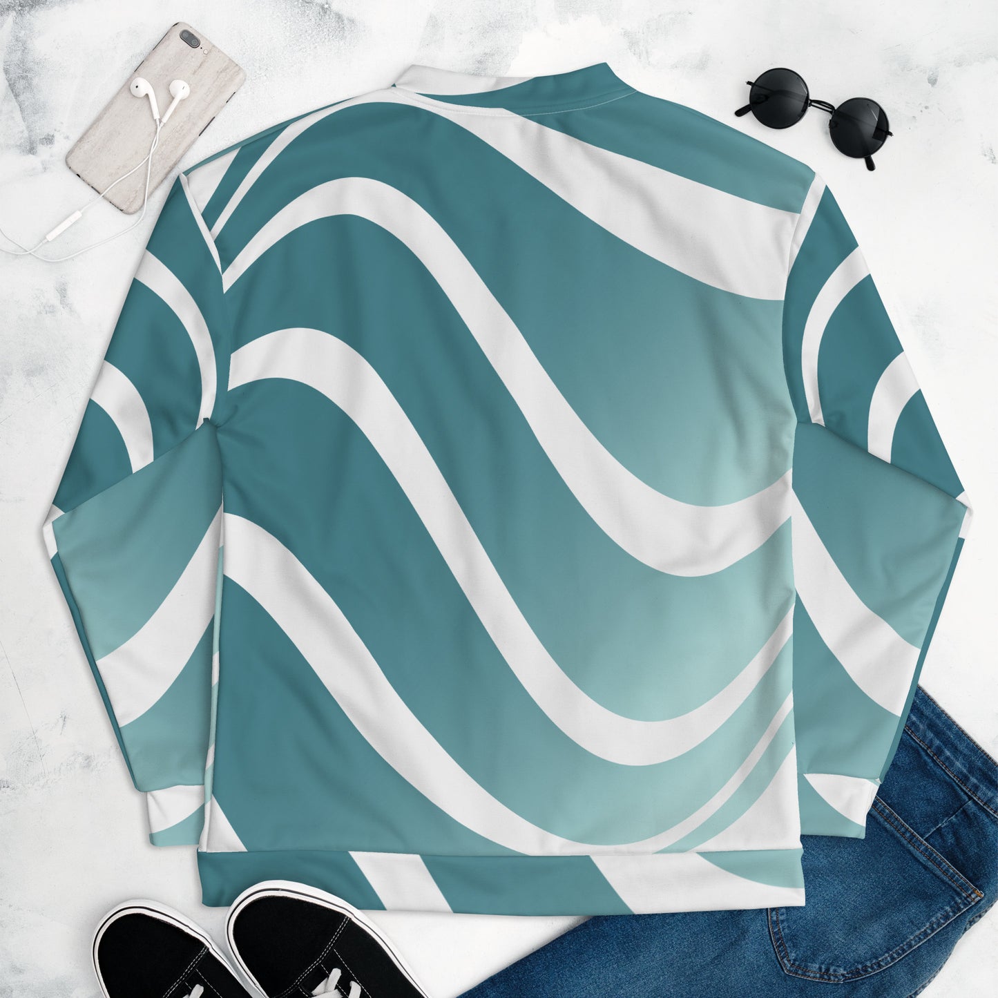Unisex Bomber Jacket Kukloso Aqua Swoosh No 1 - Free Shipping