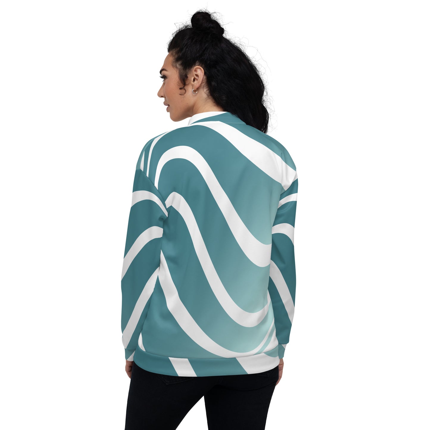 Unisex Bomber Jacket Kukloso Aqua Swoosh No 1 - Free Shipping