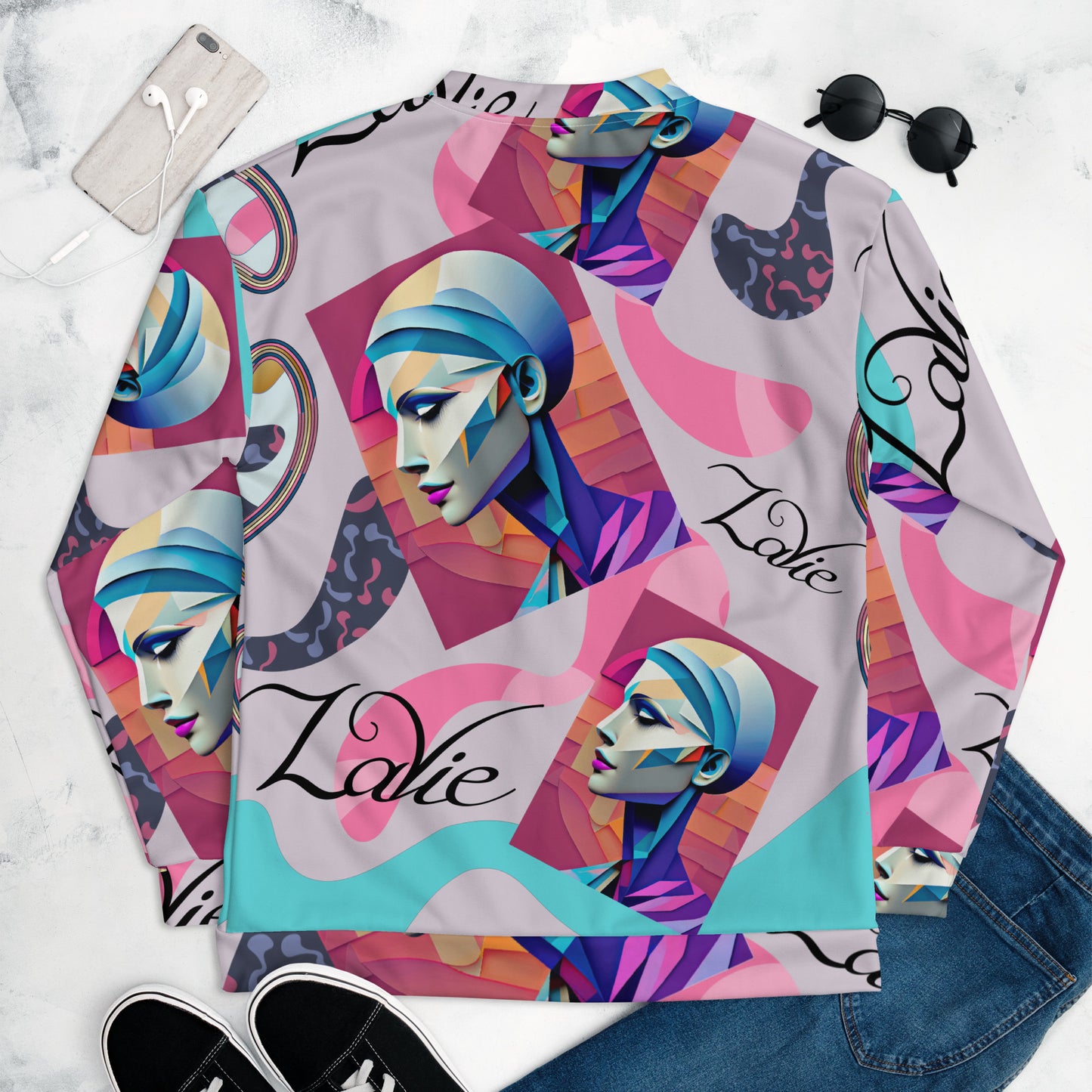 Unisex Bomber Jacket Kukloso Space Face Collage No 1 - free Shipping