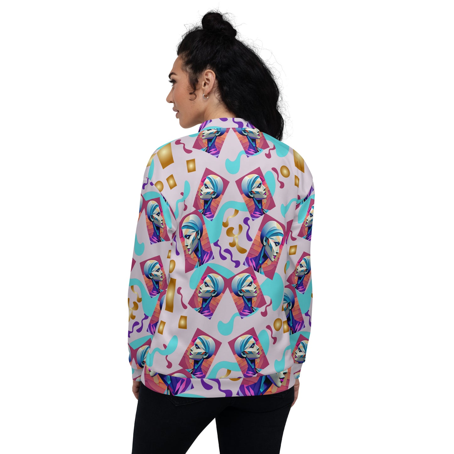 Unisex Bomber Jacket Kukloso Space Face Collage No 3- free Shipping