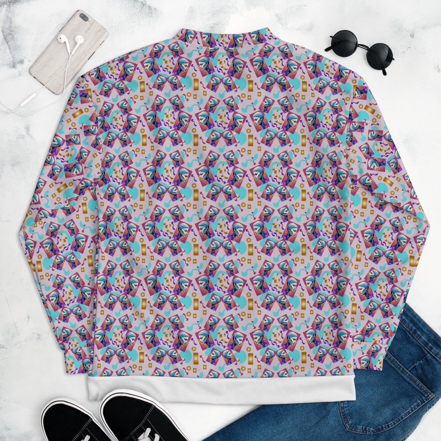 Unisex Bomber Jacket Kukloso Space Face Collage No 4 - free Shipping