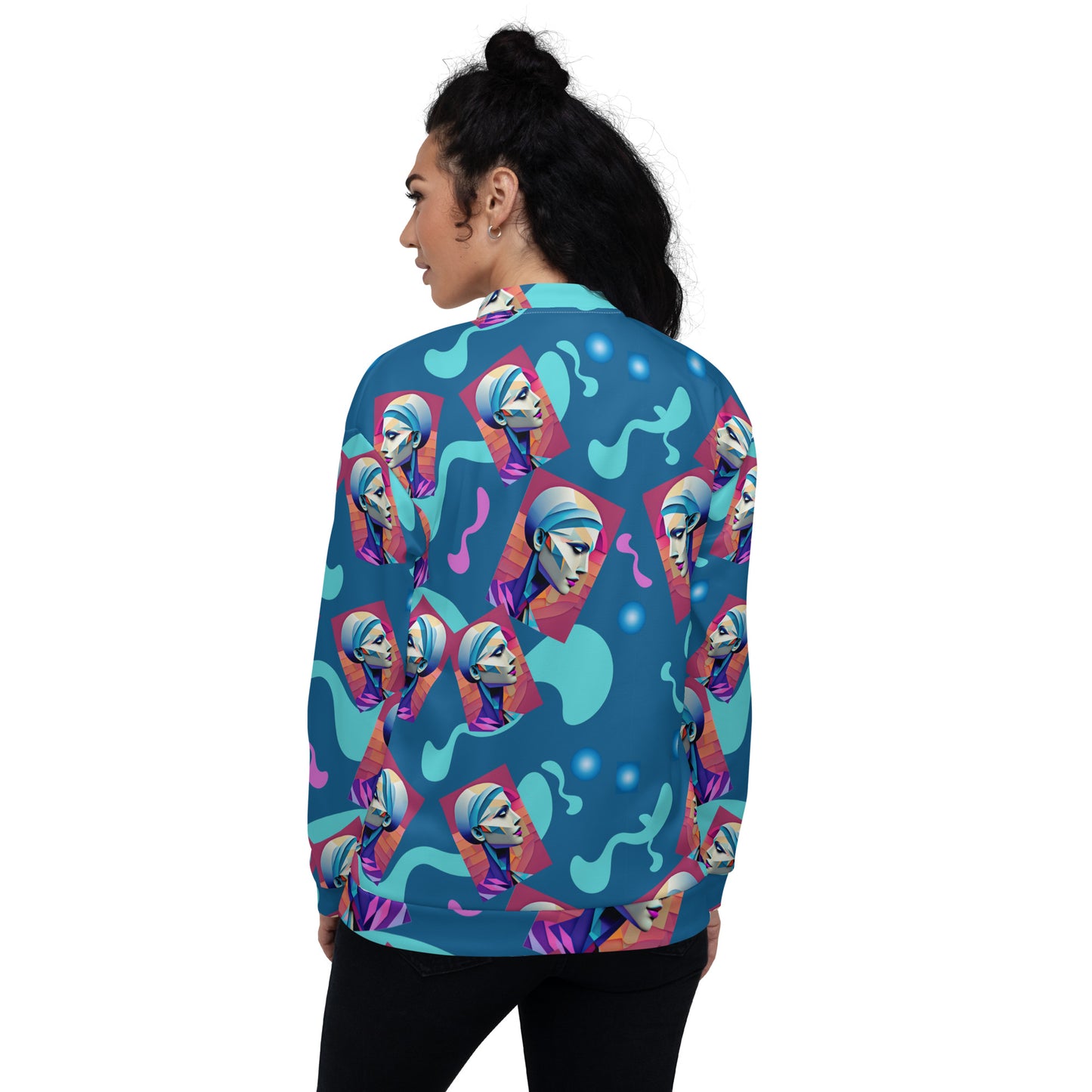 Unisex Bomber Jacket Kukloso Space Face Collage No 5 - Free Shipping